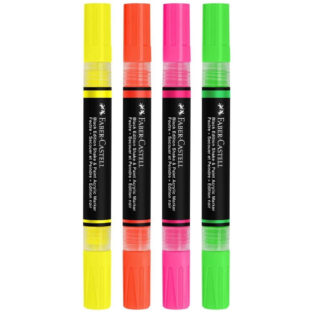 2 Faber-Castell Black Ed. Acrylic Shake/Paint Markers Neon 4 Pk, 2 of 4