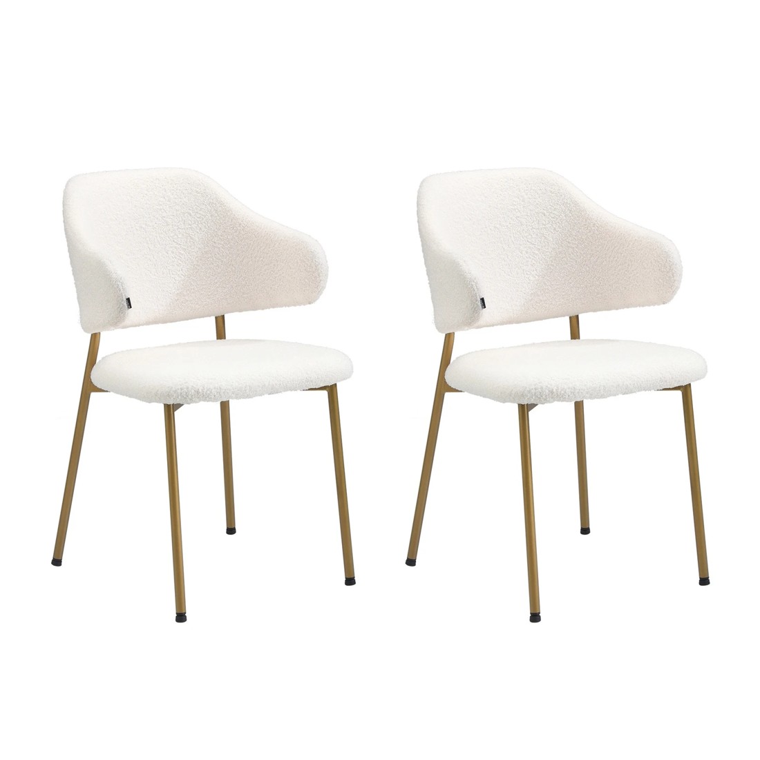 8 Oikiture 60cm Round Dining Table With 2x Sherpa Dining Chairs Gold Metal Leg
 - White, 8 of 10