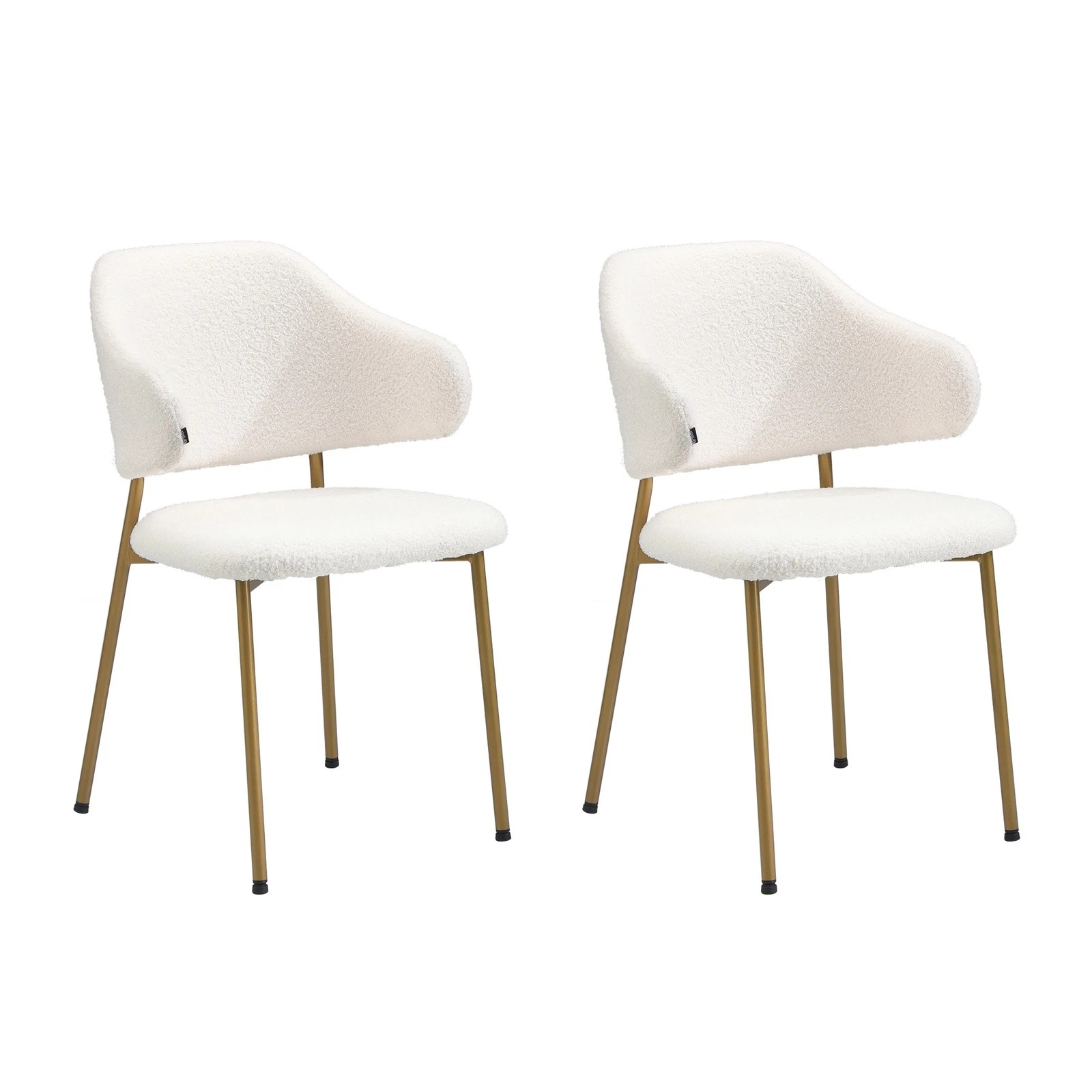 8 Oikiture 60cm Round Dining Table With 2x Sherpa Dining Chairs Gold Metal Leg
 - White, 8 of 10