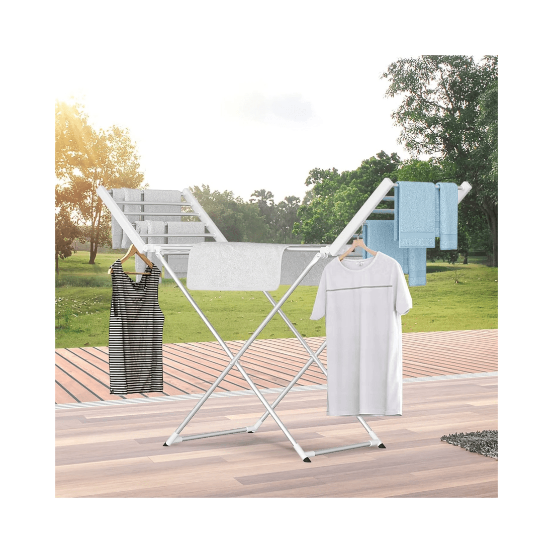 7 Advwin Electric Heated Towel Rack Foldable Drying Rack Standing Towel Rail Clothes Warmer, 7 of 8