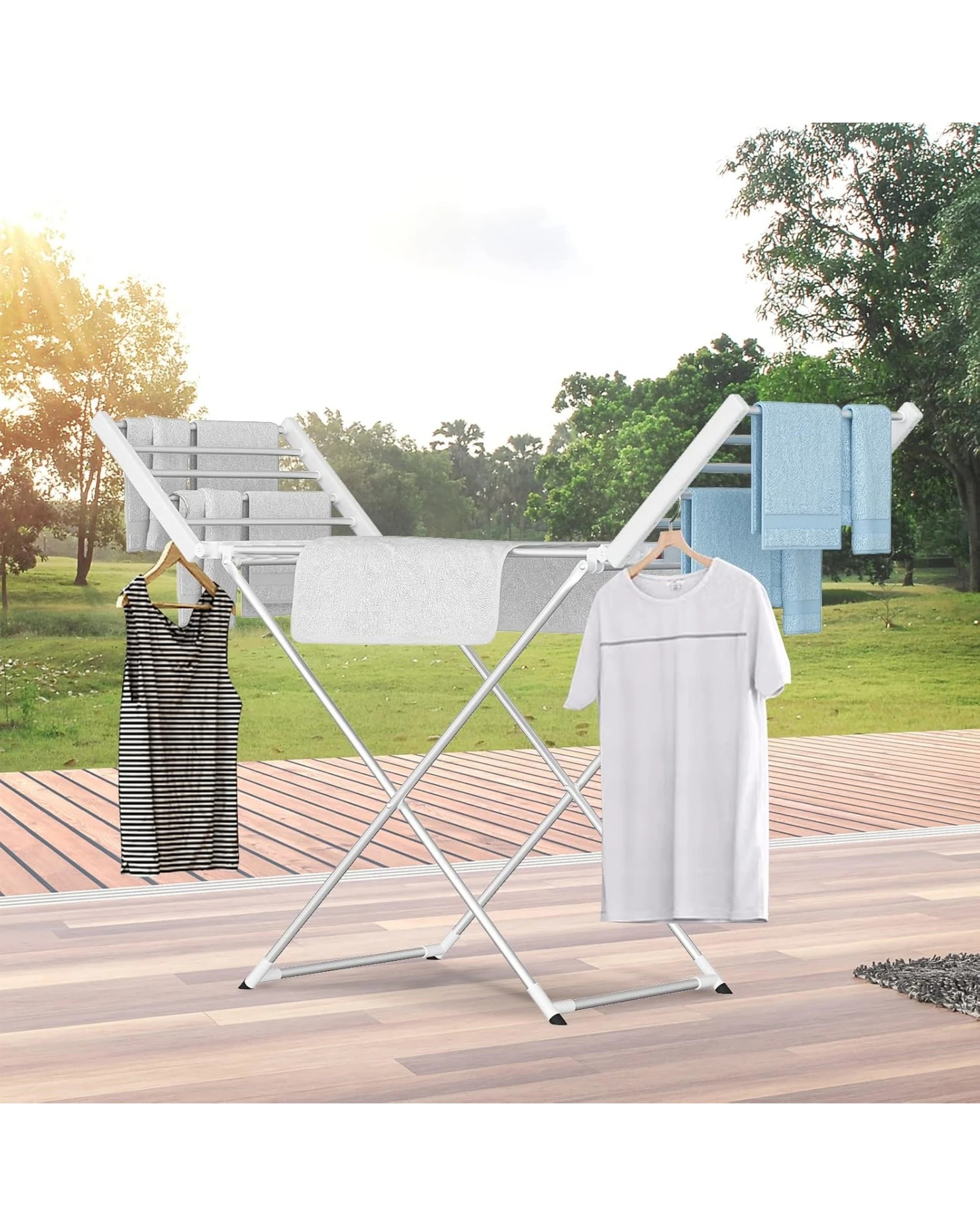 4 Advwin Electric Heated Towel Rack Foldable Standing Drying Rail Clothes Warmer, 4 of 5