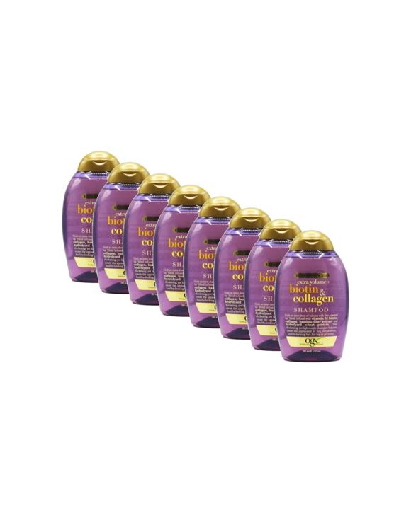 OGX 8PK Biotin and Collagen Extra Strength Shampoo Volumising Strengthening 385ml - Multi