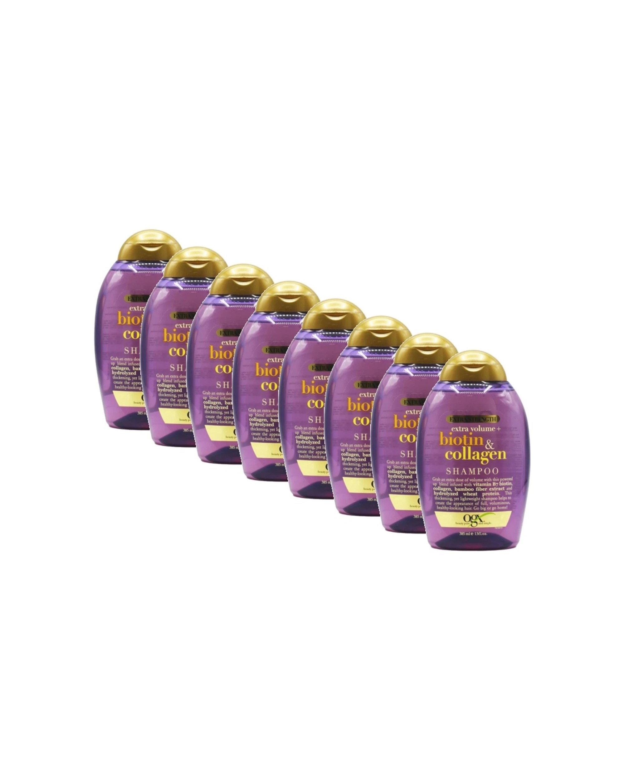 1 OGX 8PK Biotin and Collagen Extra Strength Shampoo Volumising Strengthening 385ml - Multi, 1 of 3