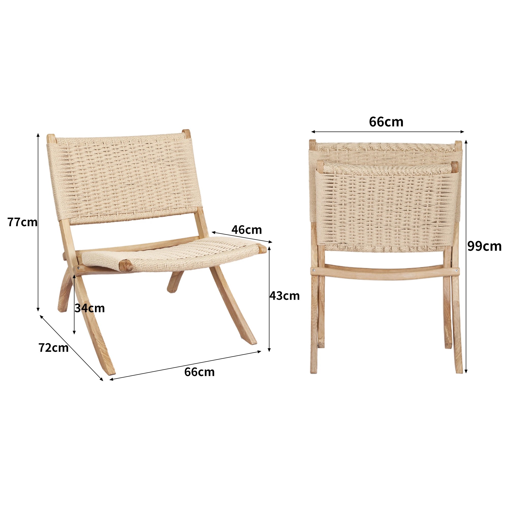 3 Levede 4x Rattan Accent Chair Foldable - Natural, 3 of 8