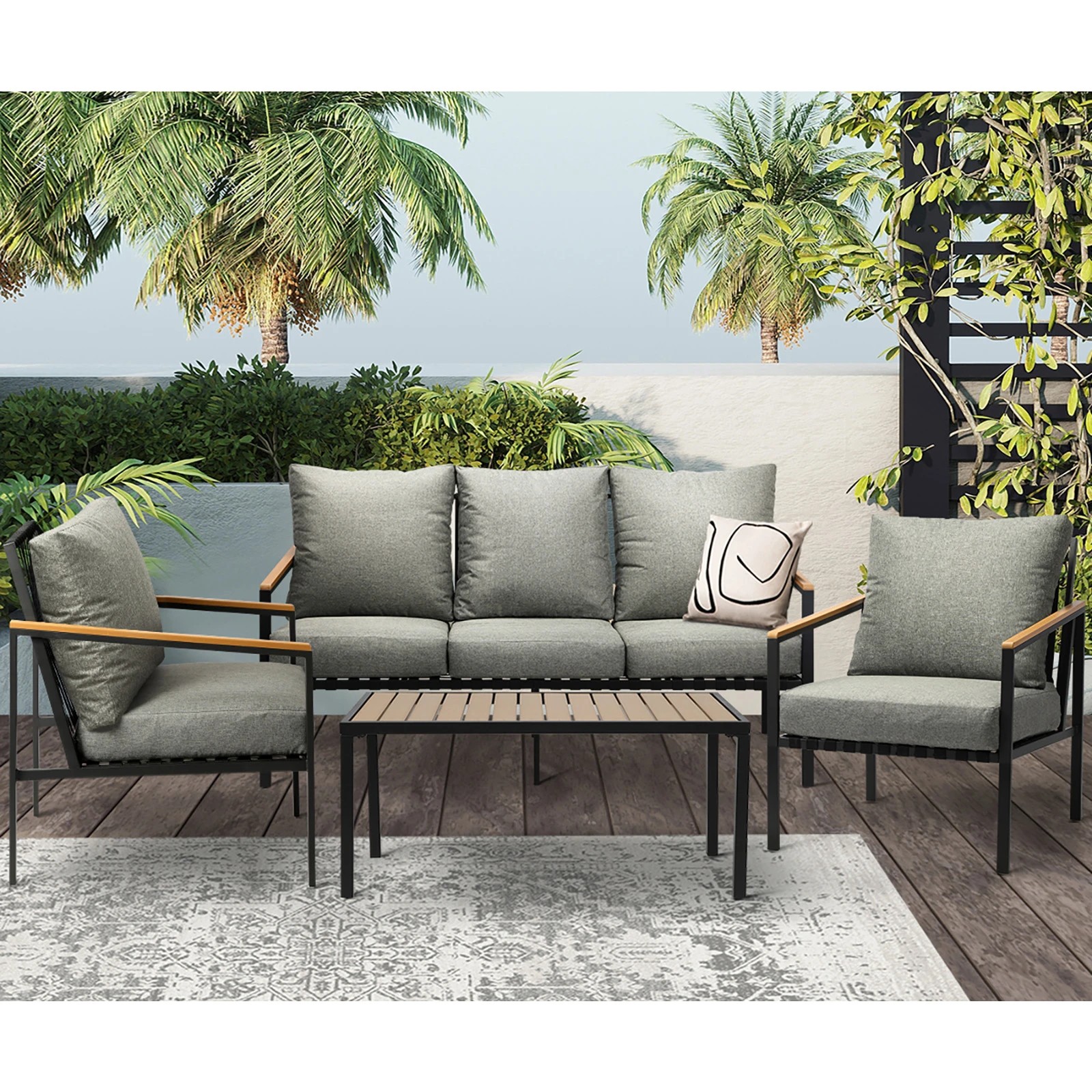8 Livsip Outdoor Lounge Sofa Set Patio Furniture Dining Table Chairs
 - Black
 - Black, 8 of 9