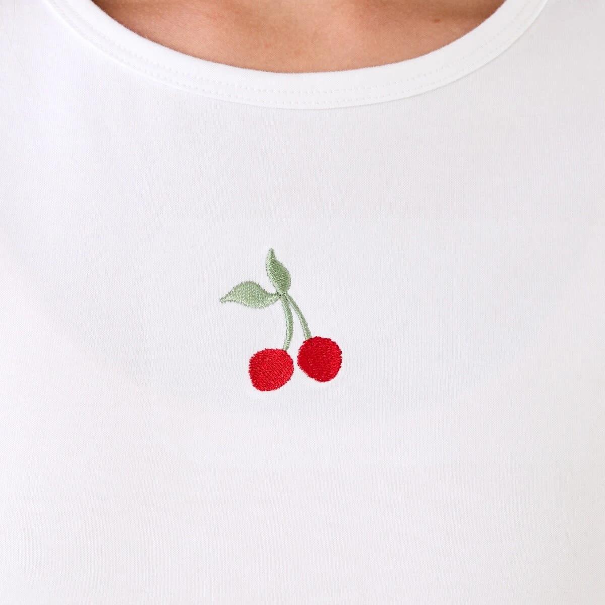 4 T-shirt and Long Pants Pyjama Set Wht Cherry, 4 of 9