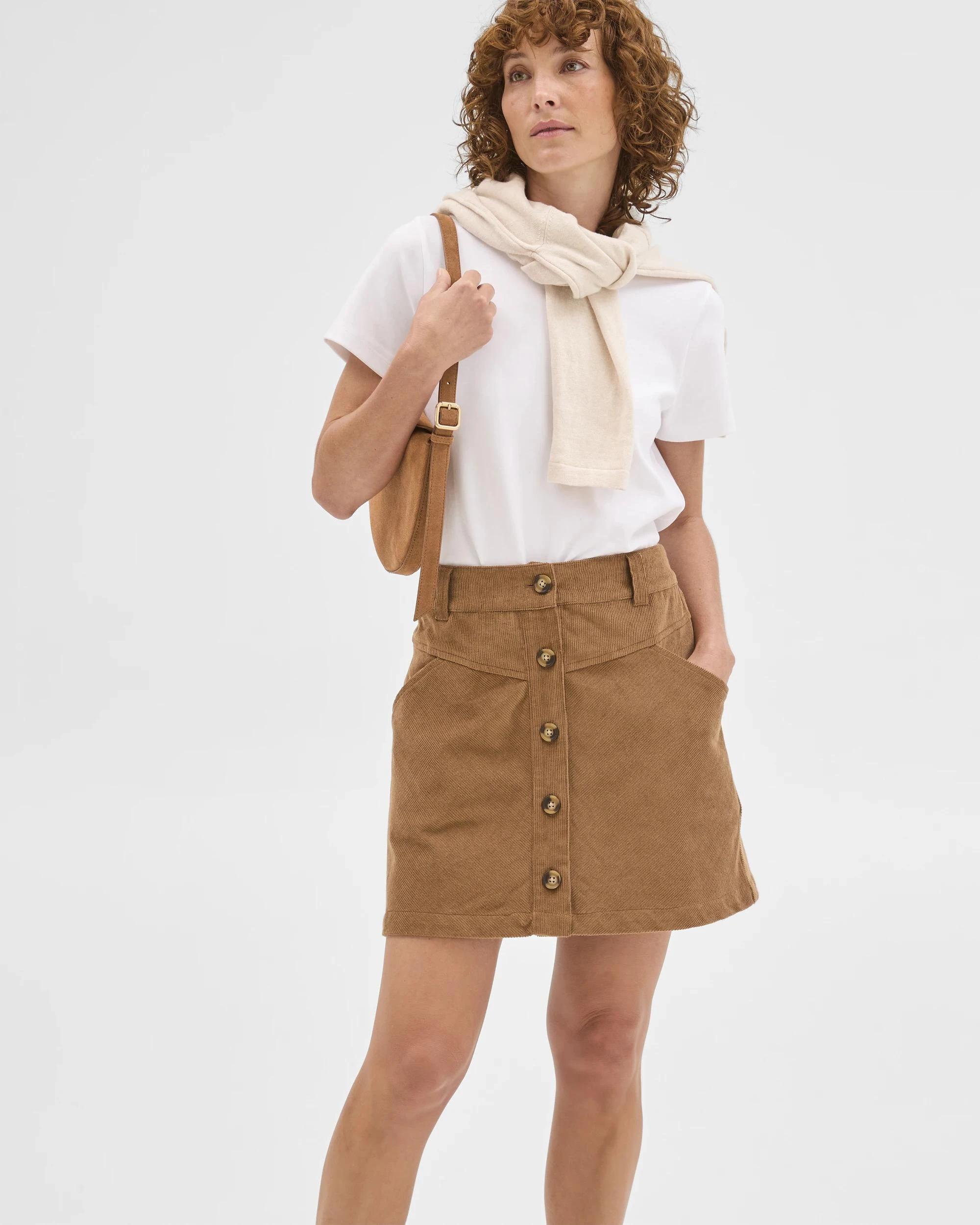 1 Target Woman Cord Button Front Mini Skirt PARTRIDGE, 1 of 6