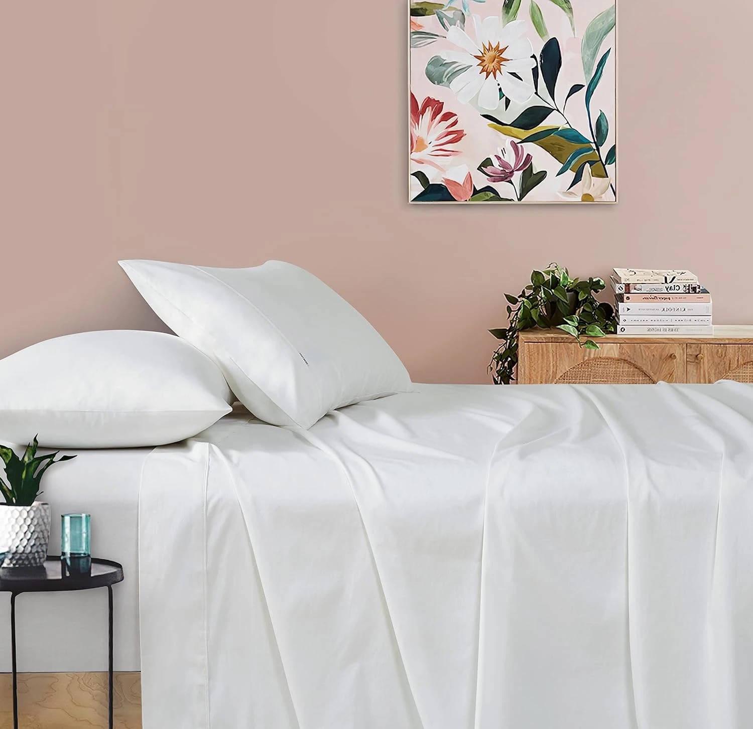 1 Gioia Casa Vintage Washed Cotton Sheet Set Soft Breathable - Double Bed - White, 1 of 4