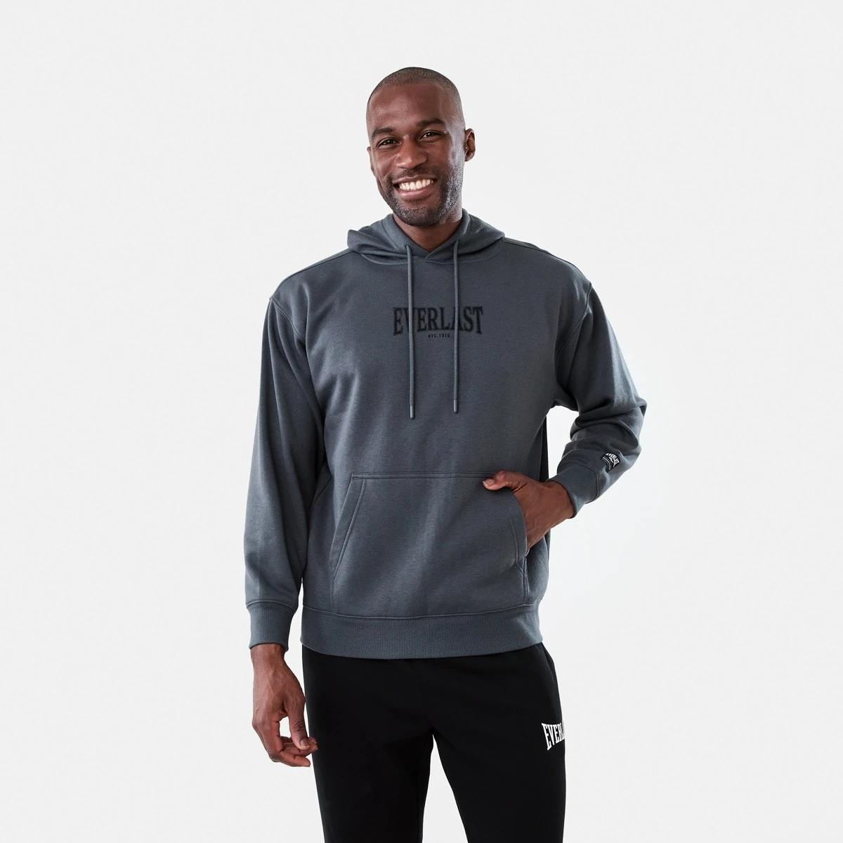 1 Everlast Mens Oversized Hoodie EVER DISTRESS CHARCOAL, 1 of 9
