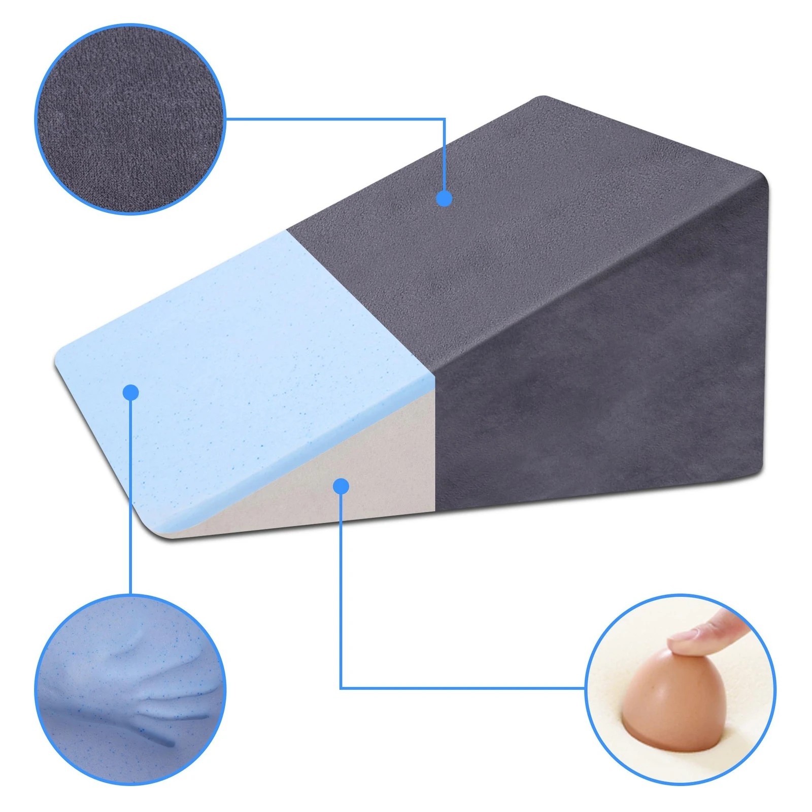 2 Starry Eucalypt Wedge Pillow Memory Foam Cushion Back Support Plush - Grey, 2 of 4