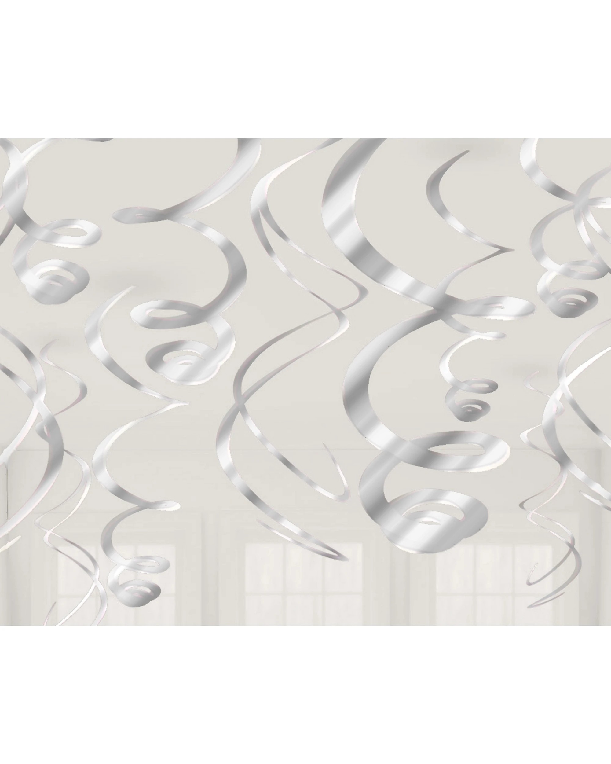 1 Amscan Inc. Swirl Decorations Pack of 12 - Silver, 1 of 1