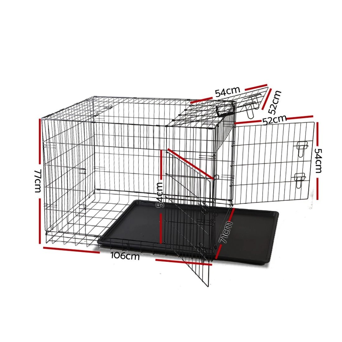 2 i.Pet 42" Dog Cage Crate Large Kennel 3 Doors - Black, 2 of 8