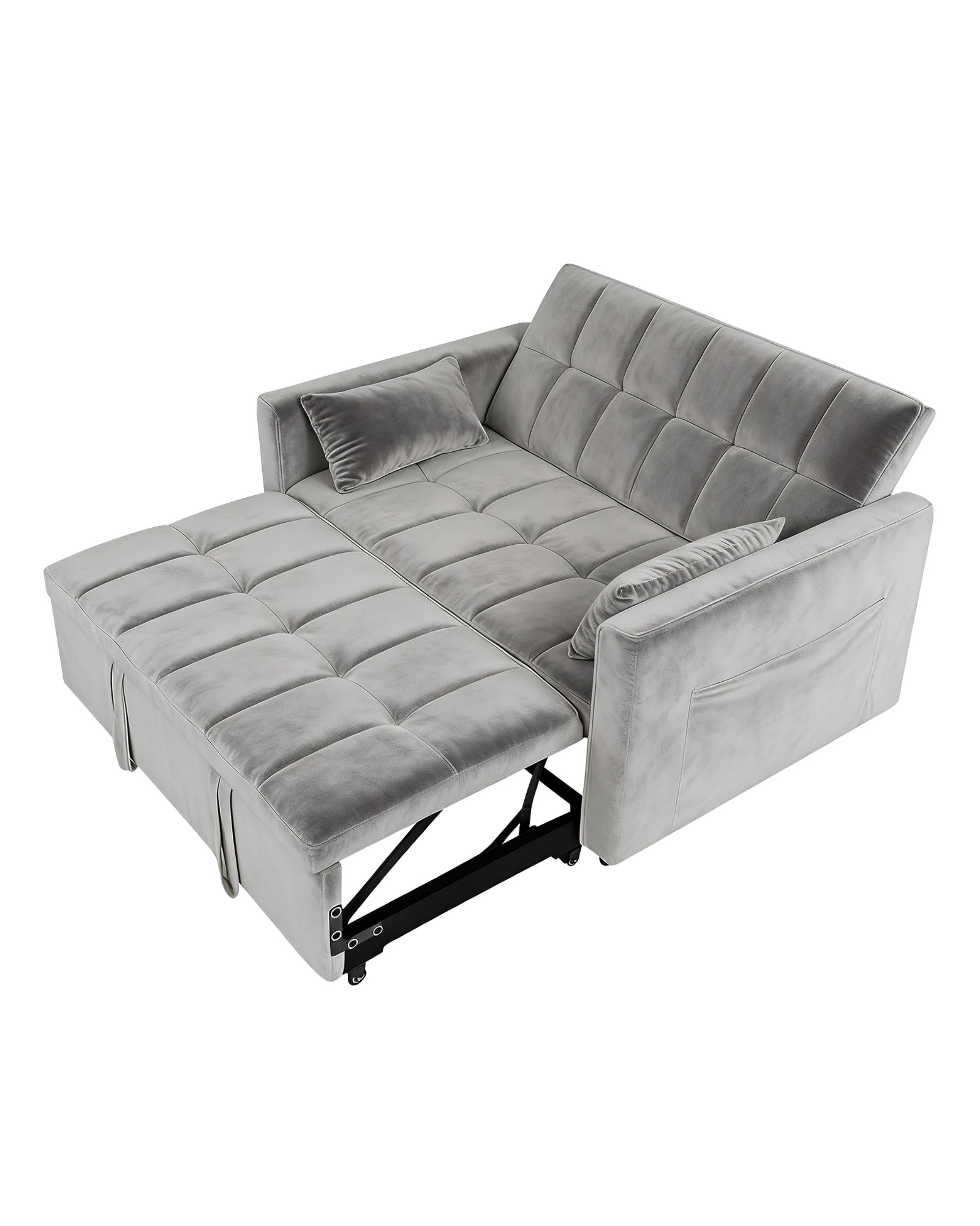 1 Advwin 3 in 1 Convertible Sofa Bed Velvet Sleeper Loveseat with Adjustable Backrest Pull Out Couch with Side Pocket, 1 of 10
