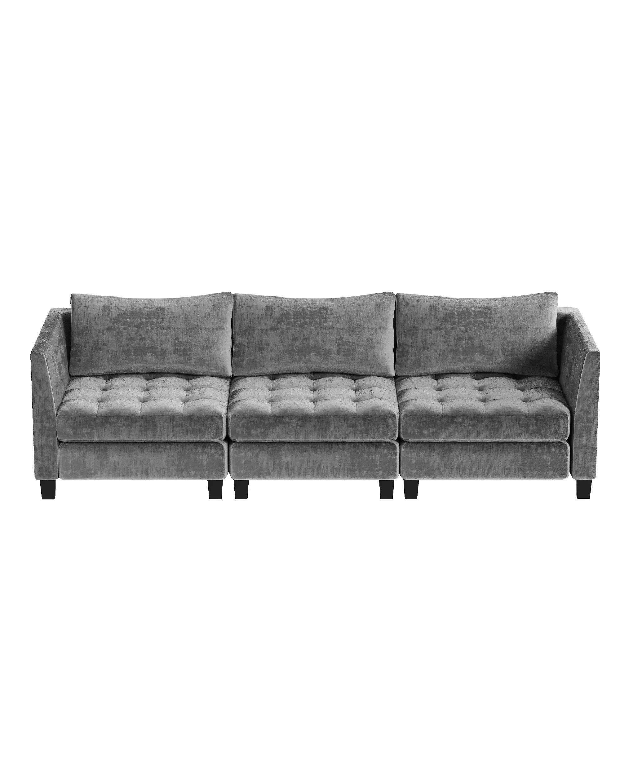 1 Advwin Modern 3 Seaters Sofa Chenille Fabric 265cm - Grey, 1 of 7