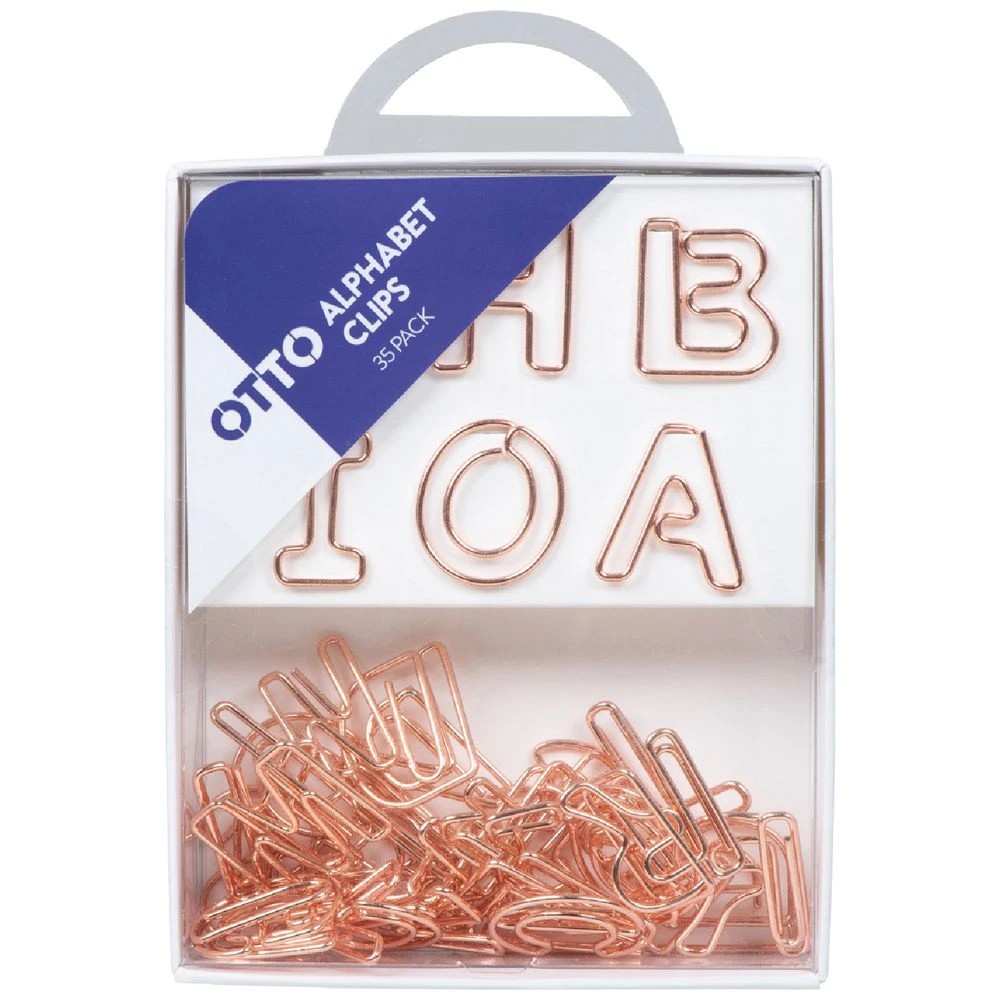 1 Otto Alphabet Paper Clips Rose Gold 35 Pack, 1 of 2
