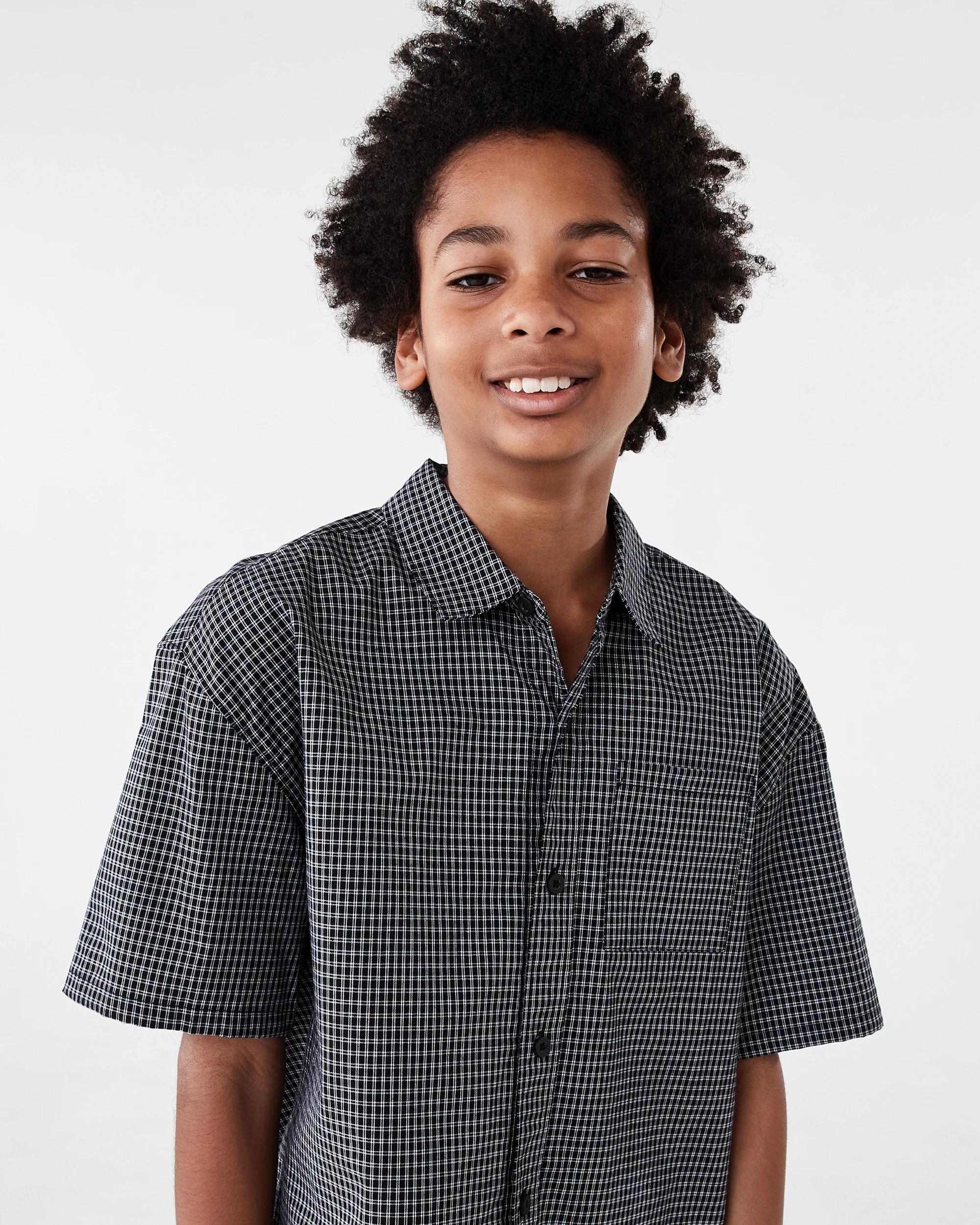 3 Short Sleeve Check Shirt Blacheck, 3 of 7