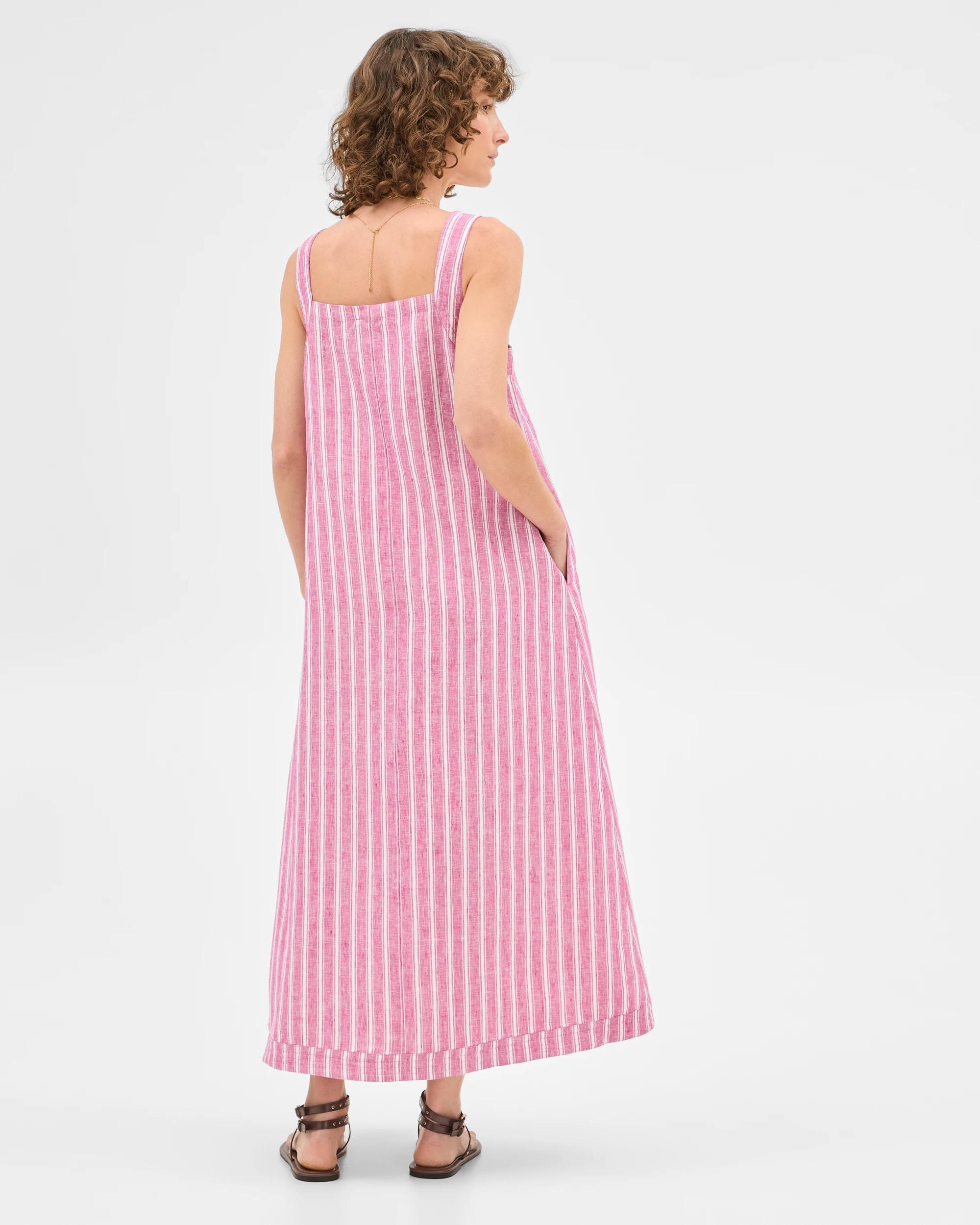 5 Target European Linen Sleeveless Stitch Detail Maxi Dress STRIPE, 5 of 6