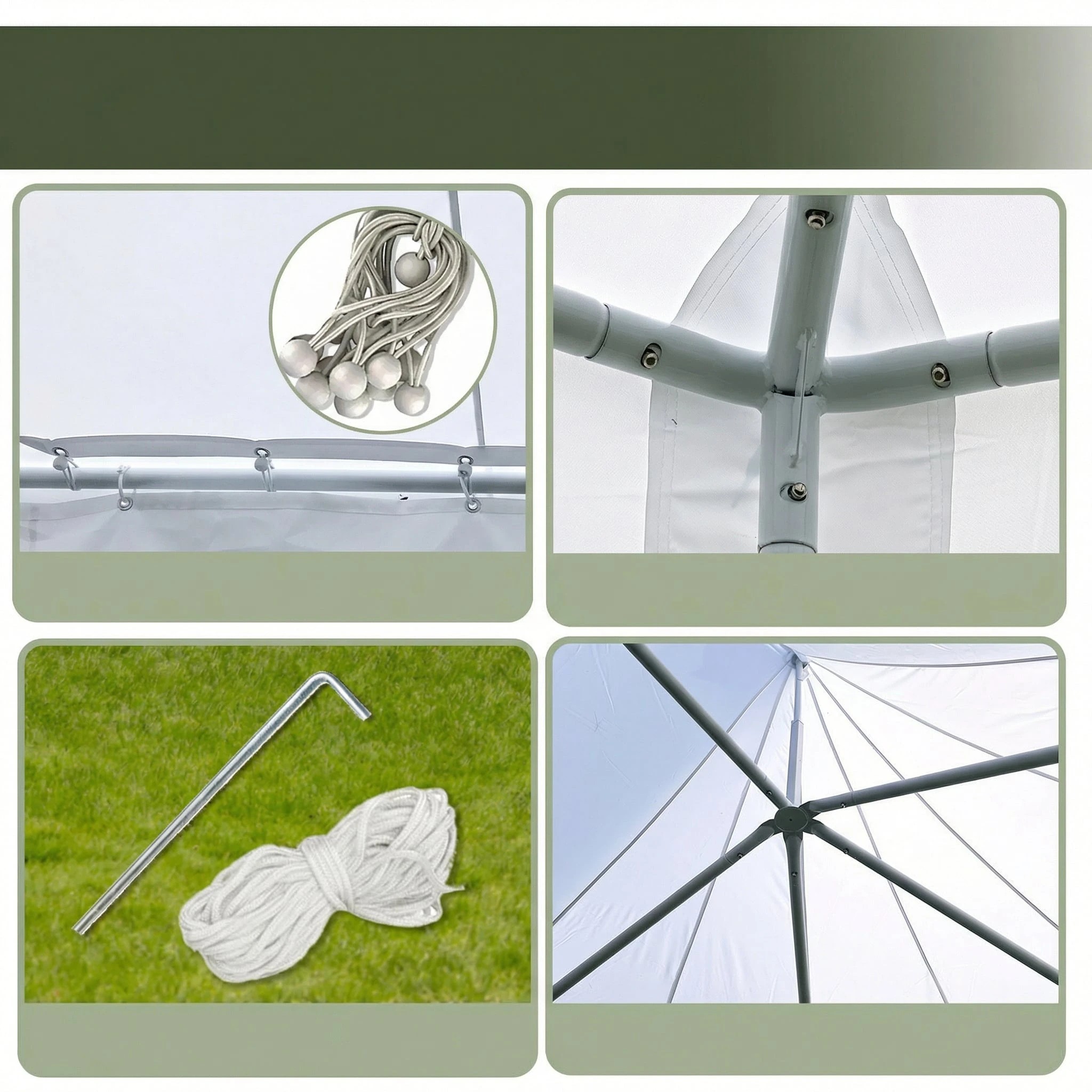 6 Wallaroo 6x4.5m Wedding Gazebo Marquee with Sidewalls - White, 6 of 10