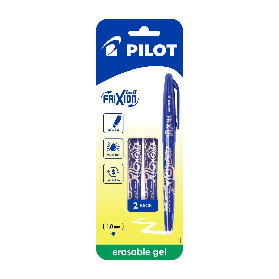 1 PILOT FriXion Ball Erasable Gel Pen 1mm Blue 2 Pack, 1 of 6