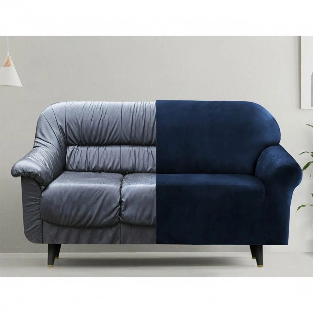 3 Artiss Sofa Cover Couch Covers 4 Seater Velvet Sapphire - Blue, 3 of 5