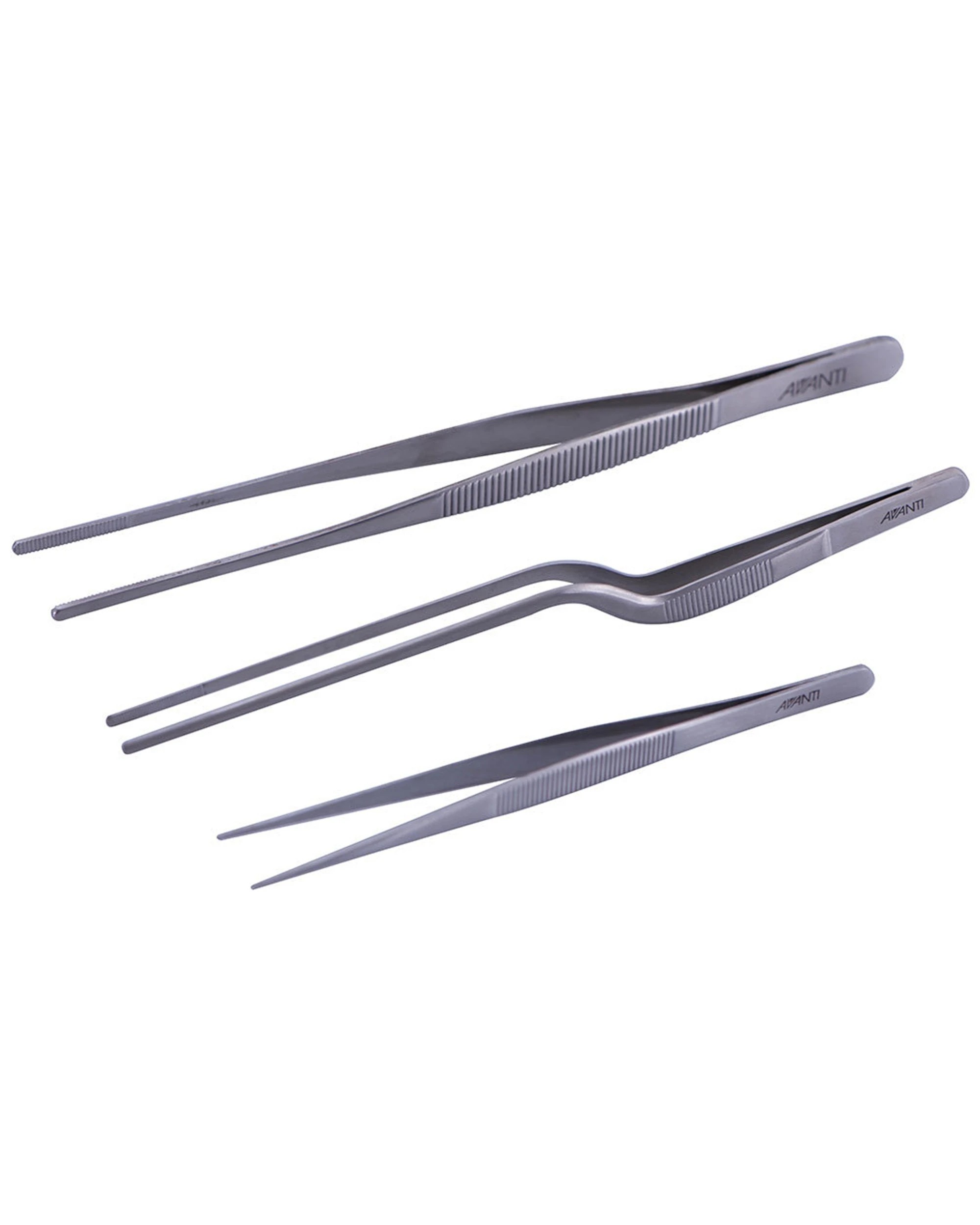 2 Avanti Plating Tweezers Set Of 3 Precision Stainless Steel Textured Grips - Silver, 2 of 4