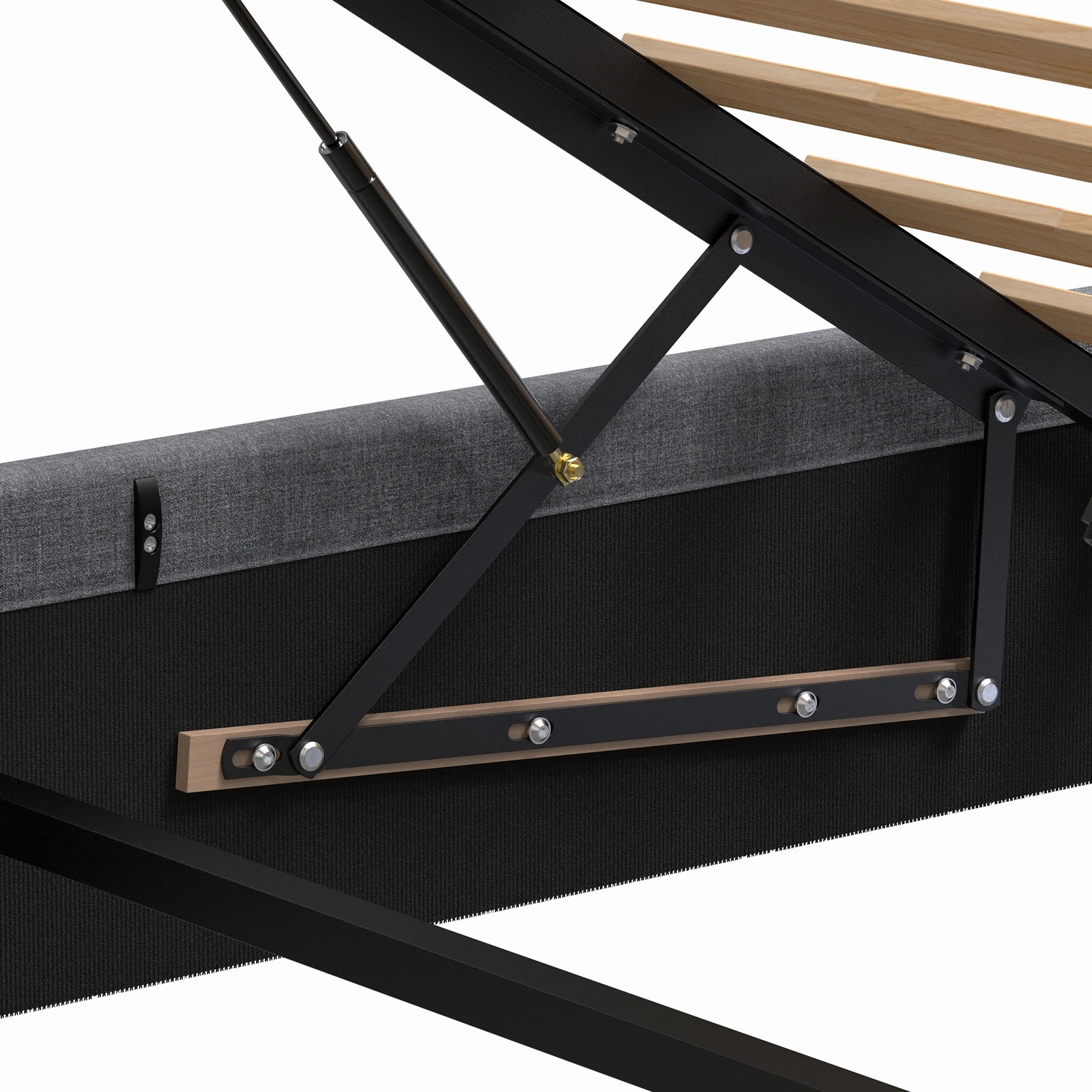 7 Alfordson Bed Frame King Size Gas Lift Base With Storage Fabric Howell - Grey, 7 of 10