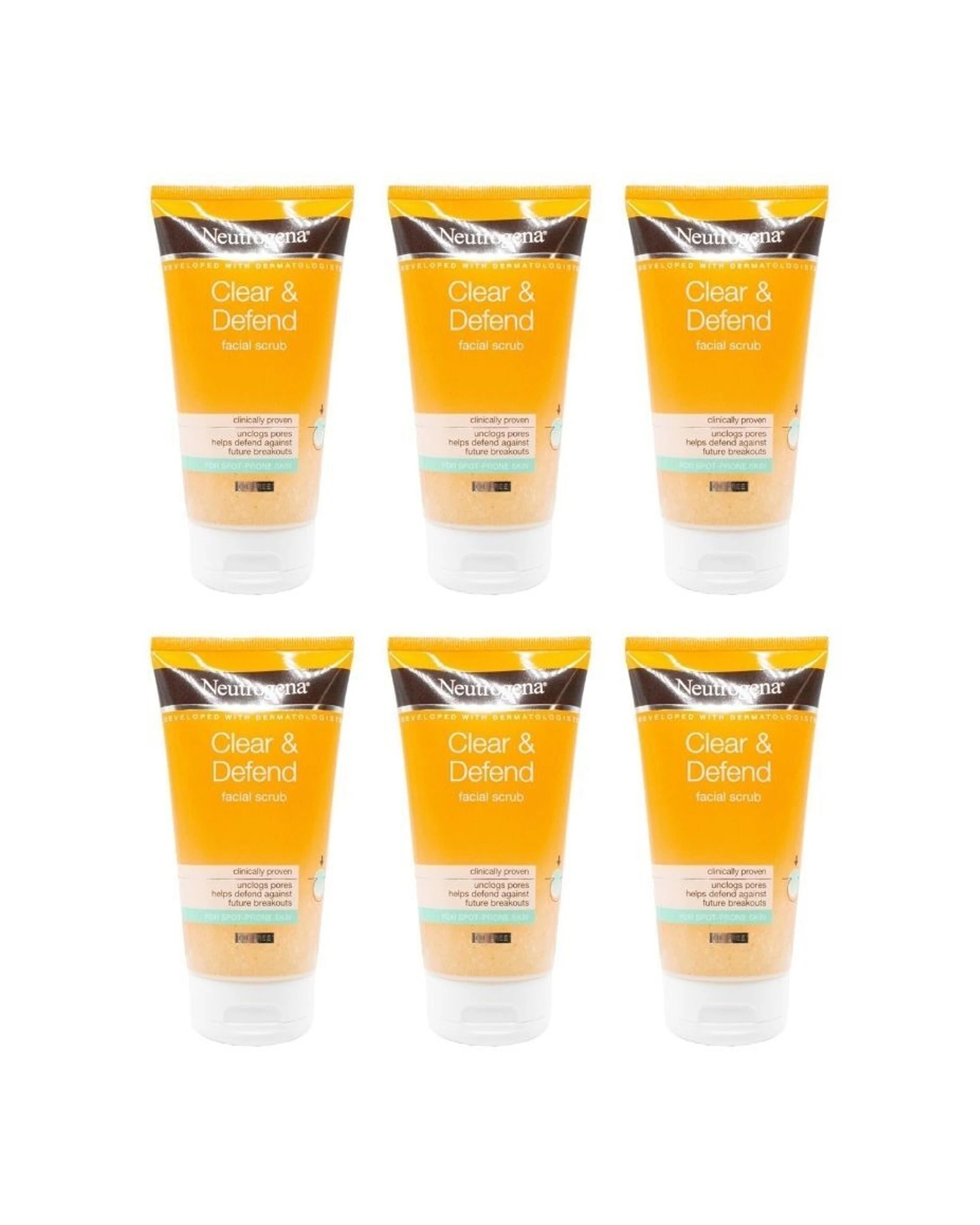 1 Neutrogena 6PK Defend Facial Scrub Care For Spot Prone Skin 150ml - Orange, 1 of 3
