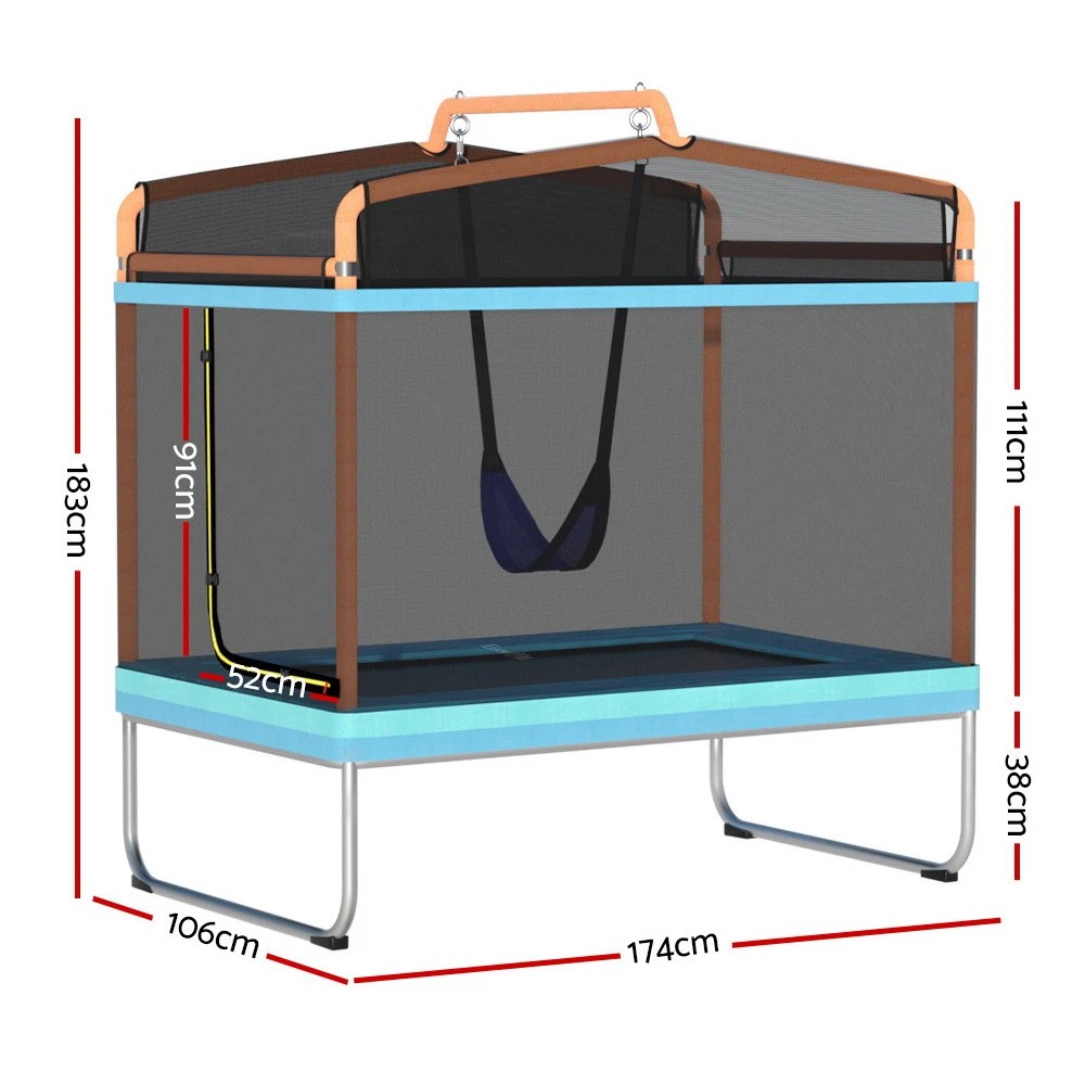 2 Everfit 6FT Trampoline for Kids w/ Enclosure Safety Net Swing Rectangle - Multi, 2 of 7