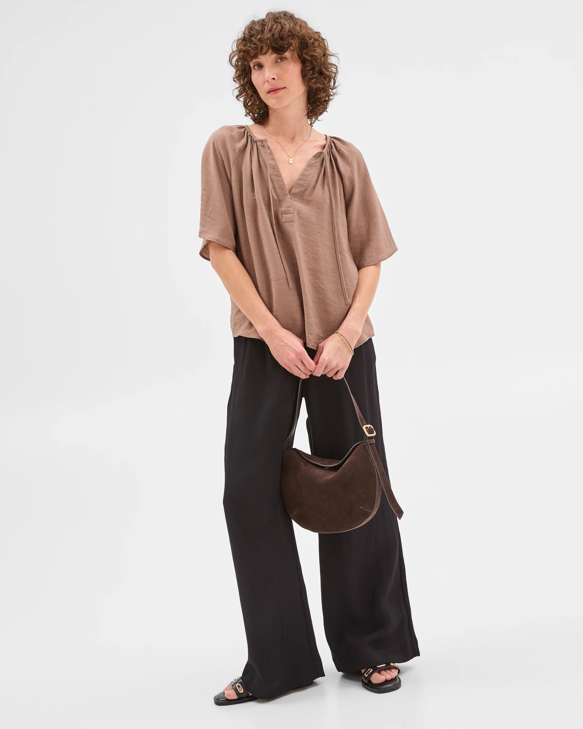 2 Flutter Sleeve Blouse - Preview MOCHA, 2 of 8