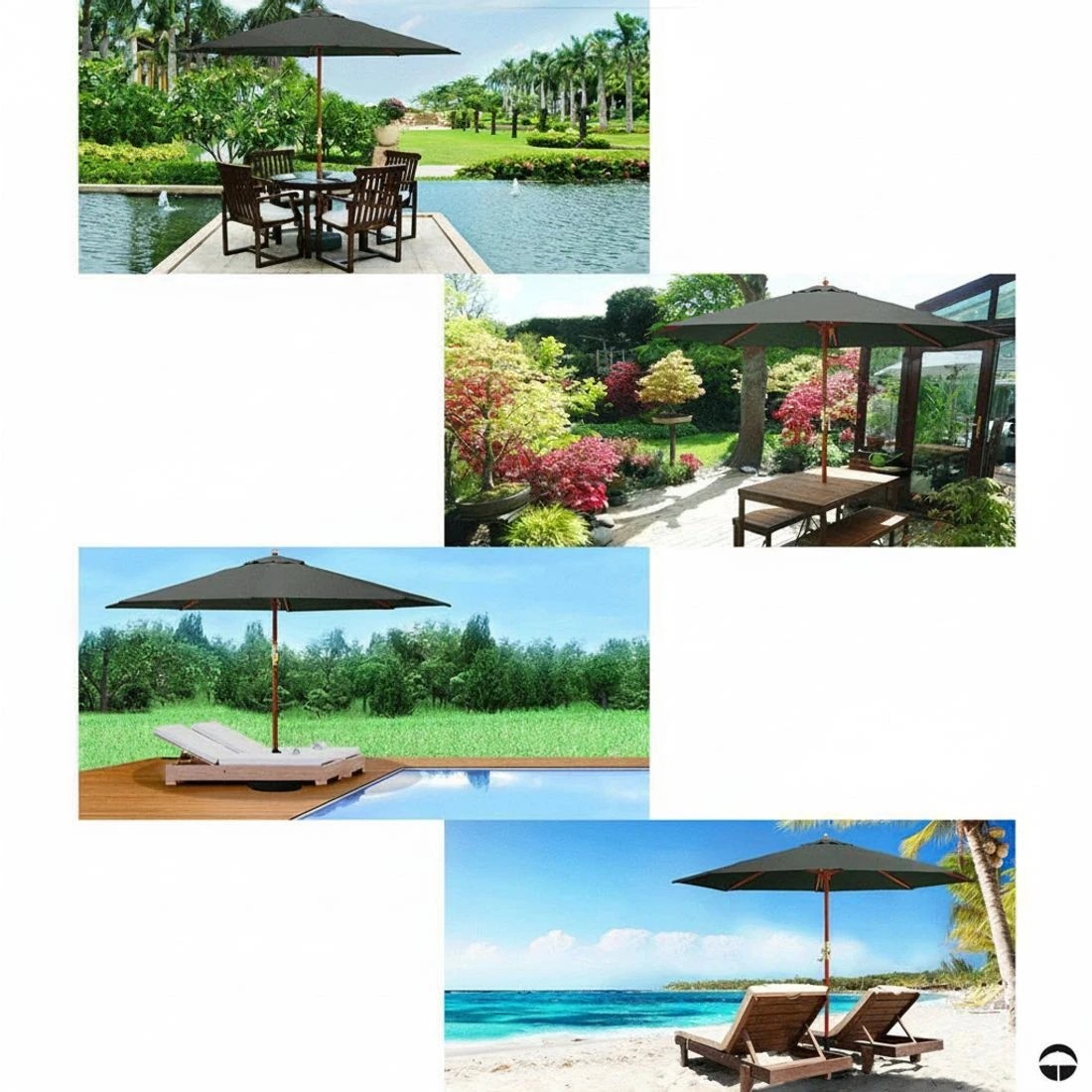 5 Instahut 3m Outdoor Umbrella Wooden Pole UV50+ Canopy Water Resistant Durable Portable Beach Garden Shade Stand - grey, 5 of 7