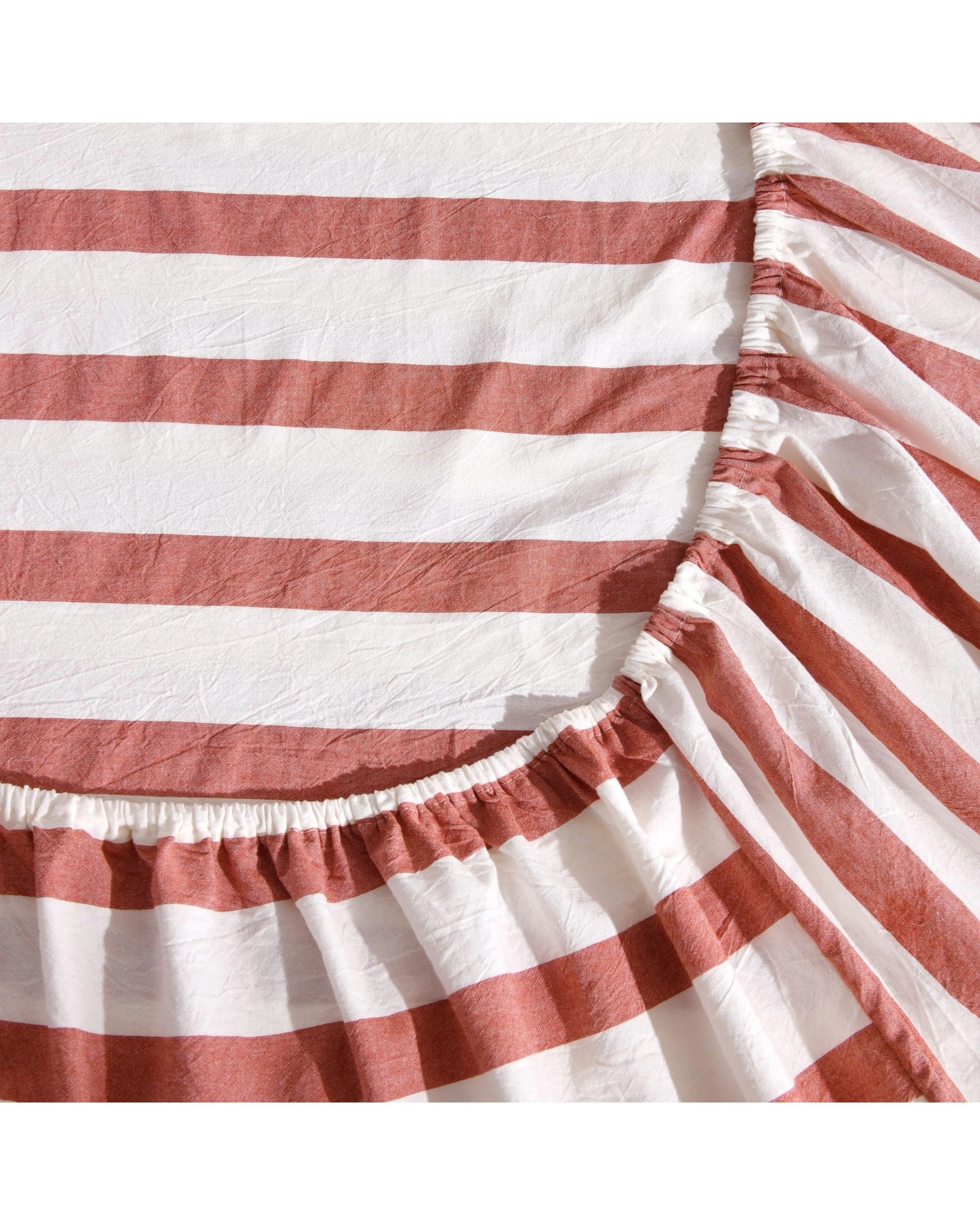4 Dreamaker Cove Yarn Dyed Washed Cotton Striped Sheet Set - Double Bed - Rust, 4 of 7