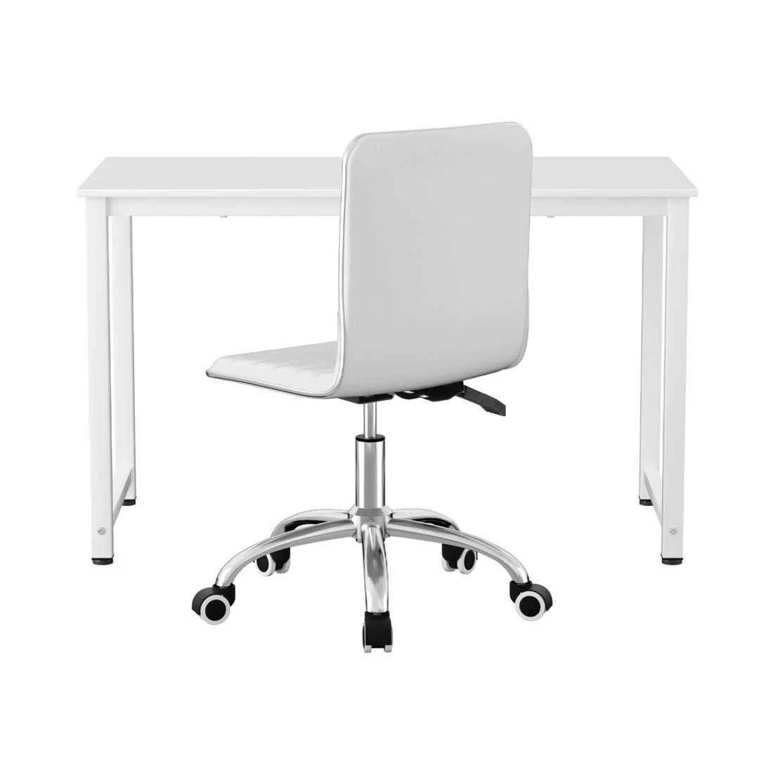 3 Artiss Computer Desk 120cm Executive Office Chairs Set PU Leather Low Back - White, 3 of 6