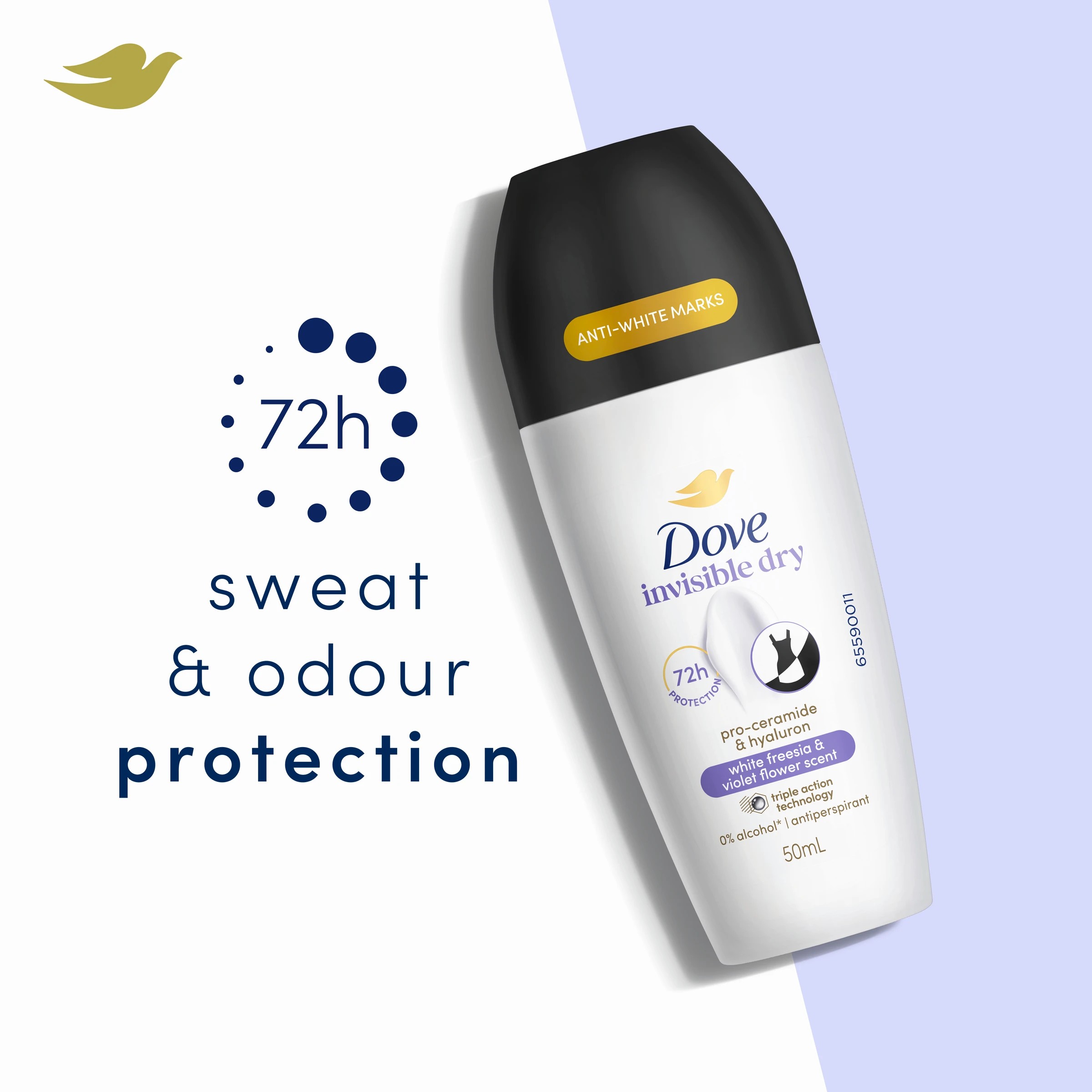 3 Dove Advanced Care Go Fresh Antiperspirant Deodorant Roll-On 50ml - Pro-Ceramide and Calendula, White Freesia Scent, 3 of 6