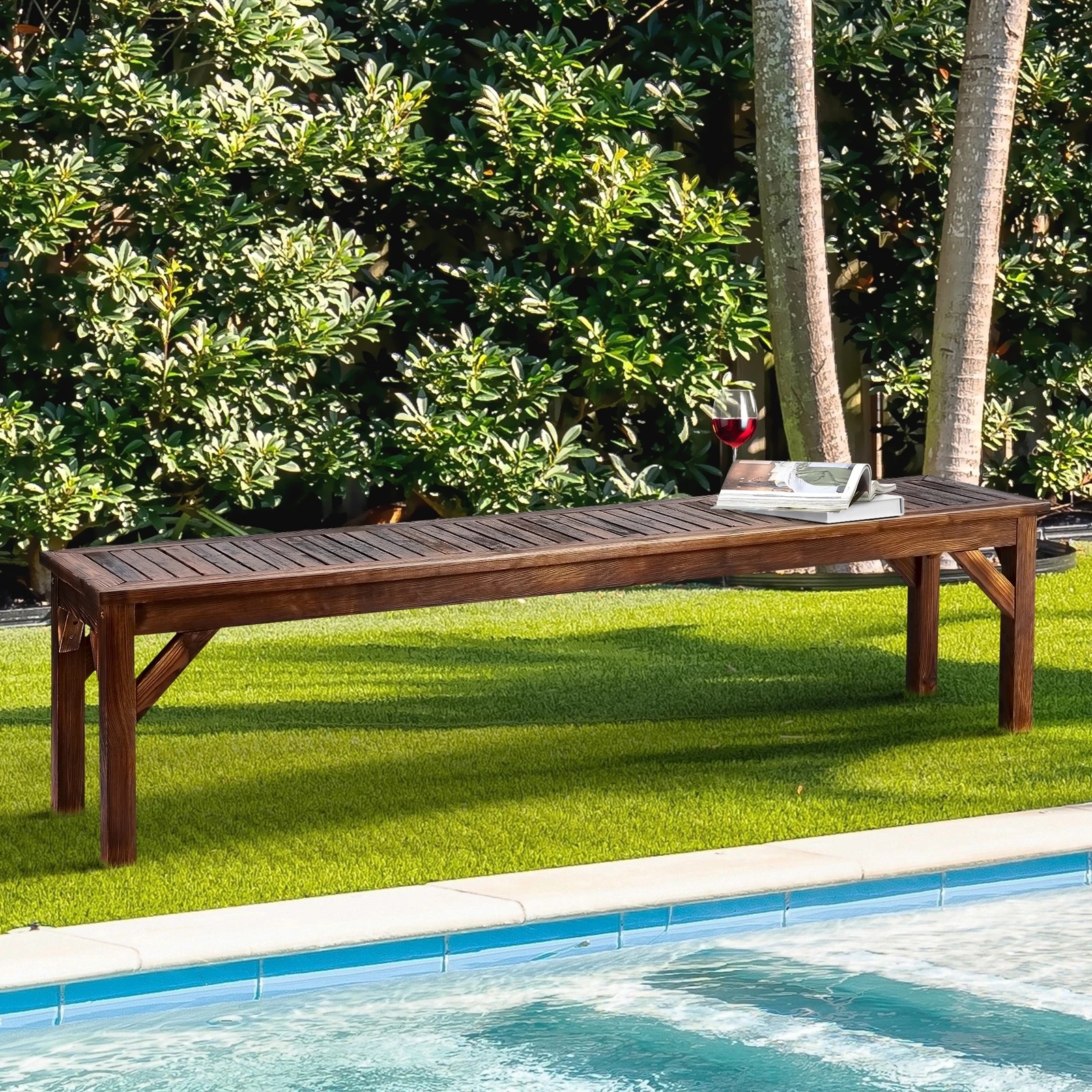2 Livsip 190cm Garden Bench Outdoor Slatted Seat
 - Charcoal, 2 of 9