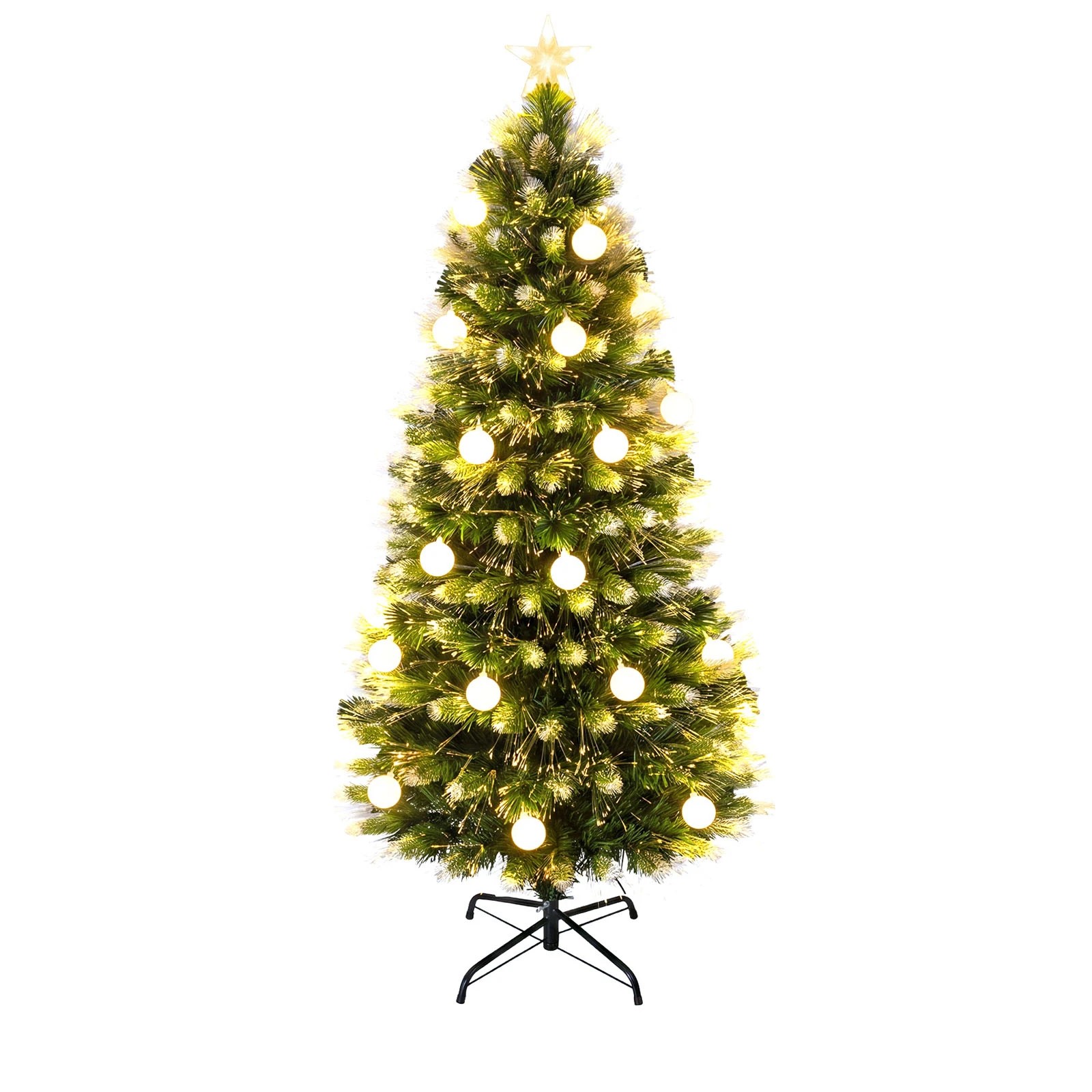 1 Costway 1.5M Artificial Fiber Optic Christmas Tree 28 Warm White LEDs, 1 of 7