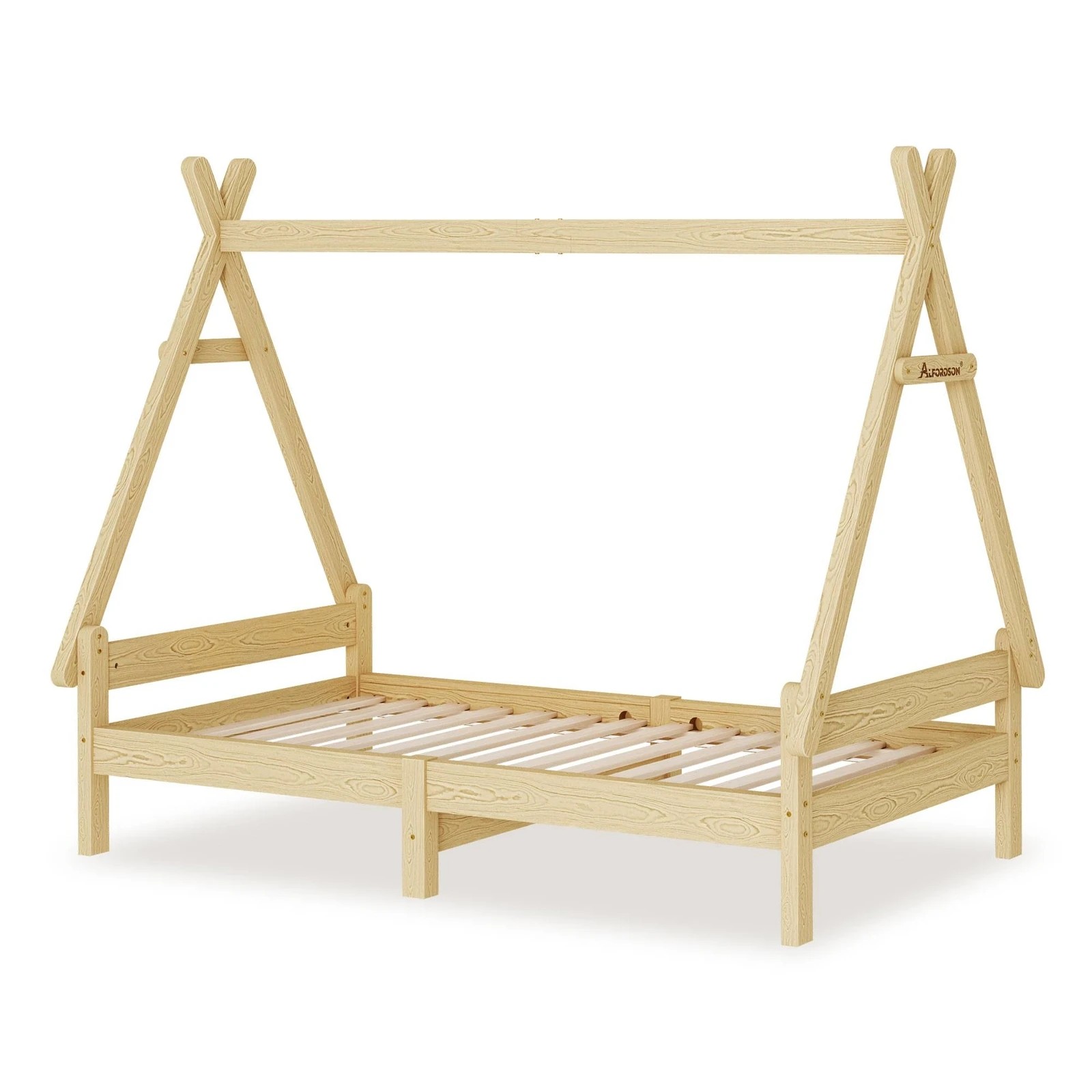 9 Alfordson Kids Bed Frame Wooden Timber Single House Frame Platform Base Estelle - Natural, 9 of 10