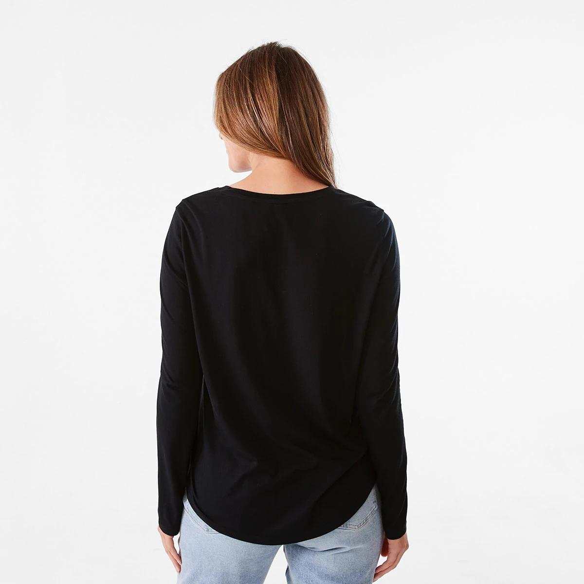 3 Long Sleeve Cotton Modal T-shirt Black, 3 of 5