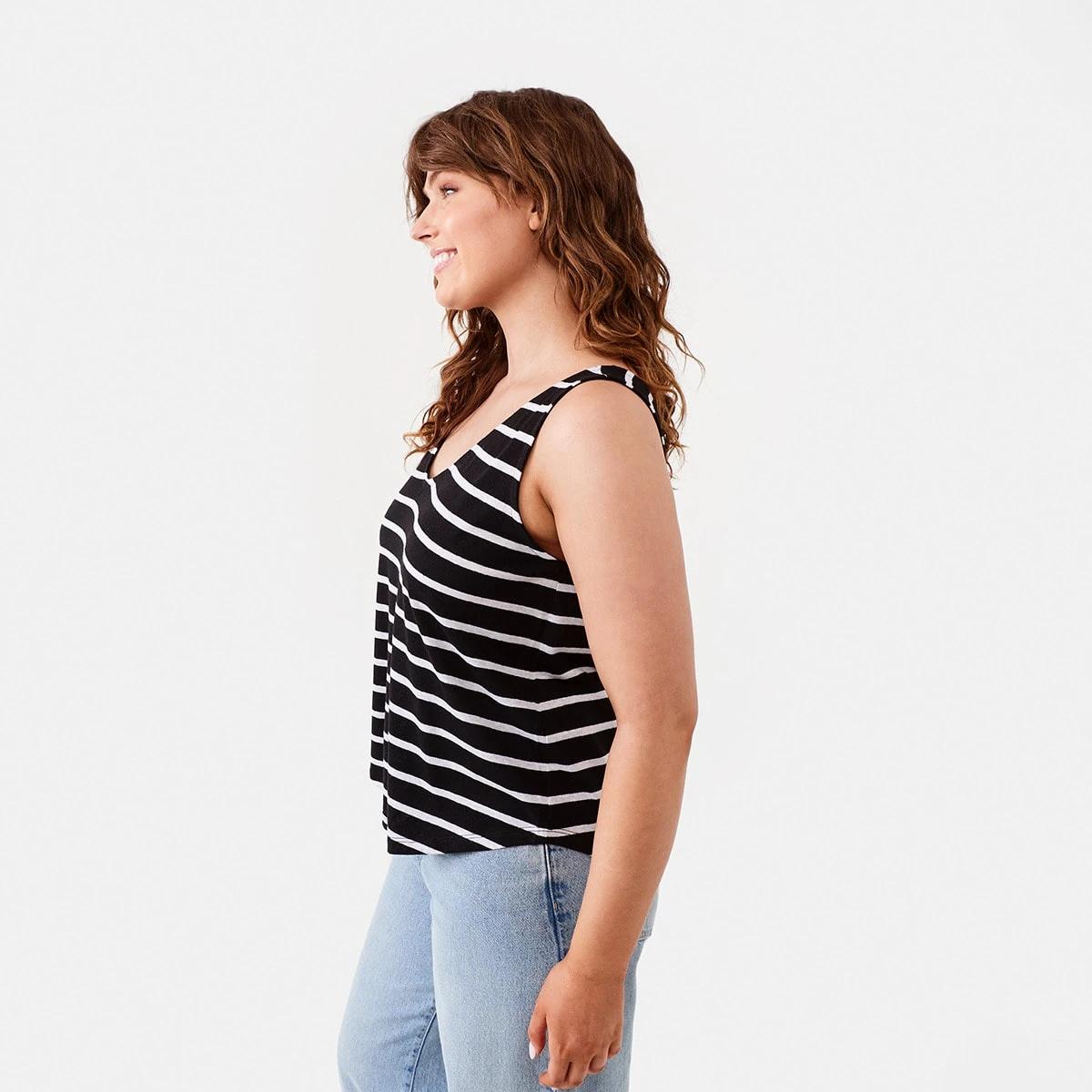 2 Sleeveless Linen Blend V-Neck Tank Top Bw Strp B, 2 of 6