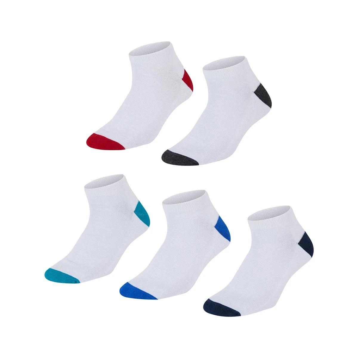 1 5 Pack Low Cut Sport Socks WHITE COLOUR HEEL, 1 of 3