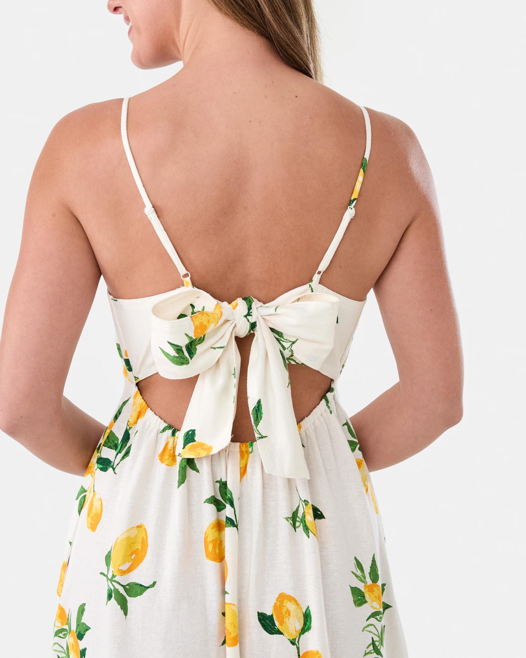 4 Sleeveless Tie Back Midi Dress Lemons, 4 of 8