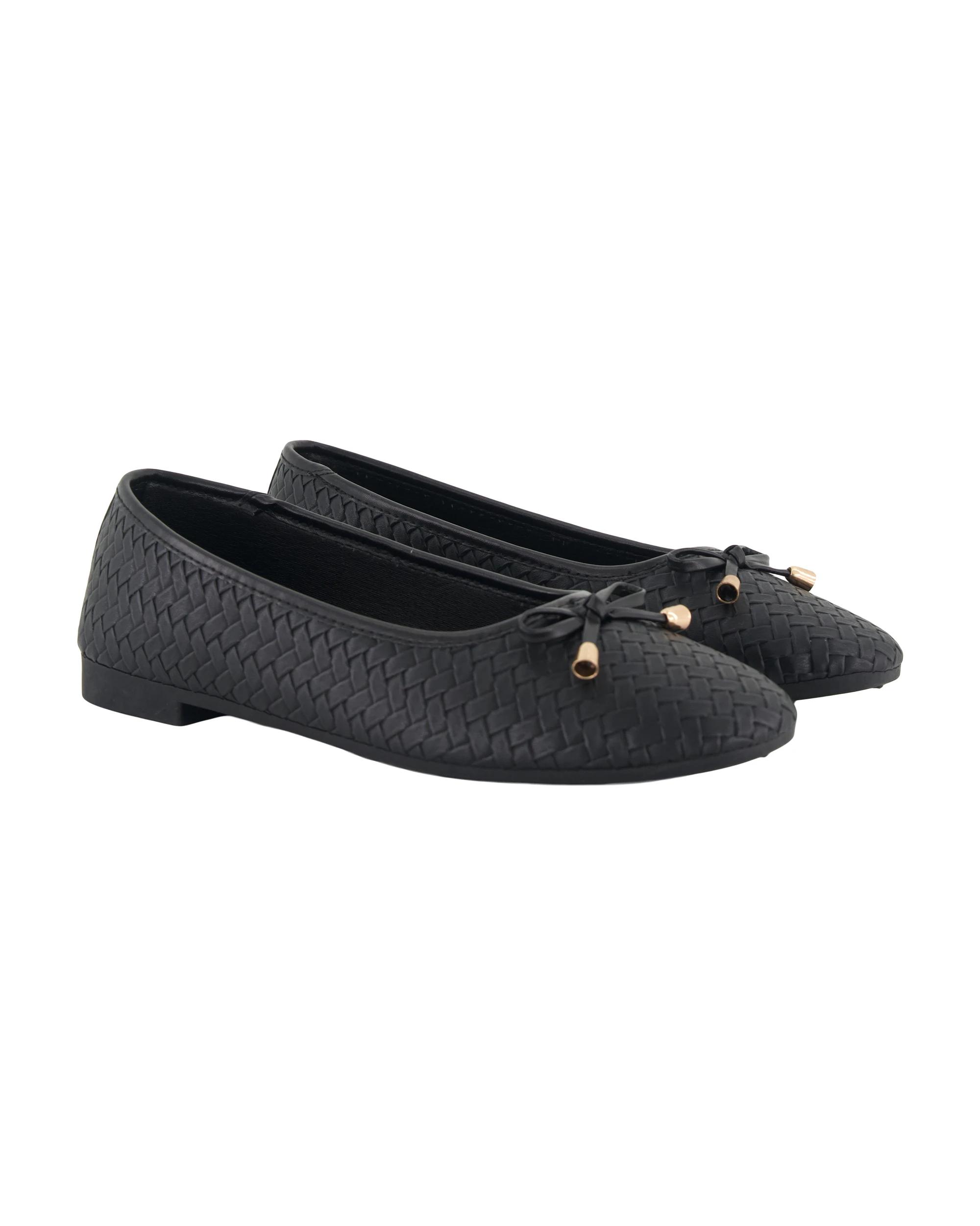 3 Textured Ballet Flats Black, 3 of 3