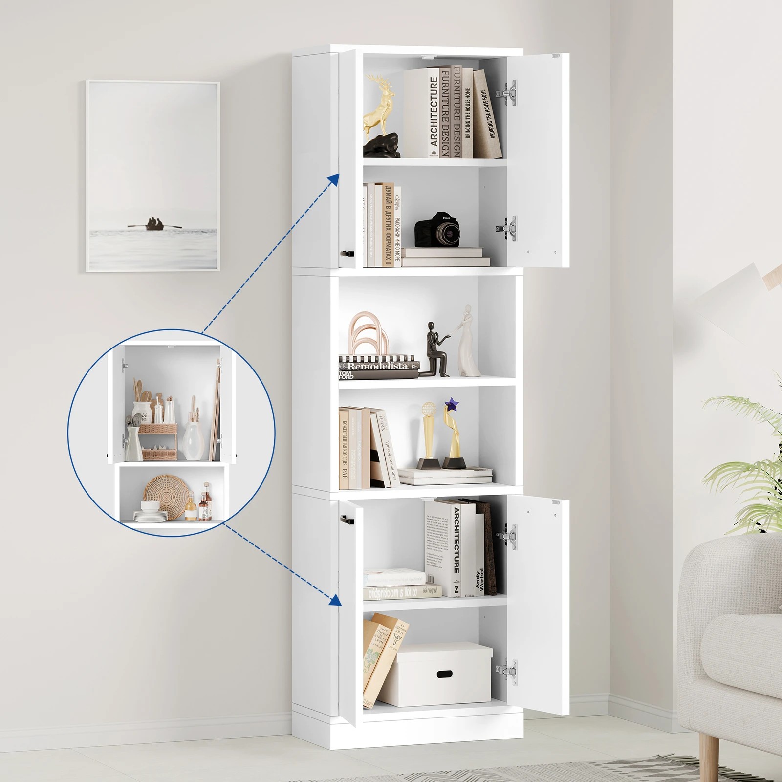 3 Alfordson Buffet Sideboard 190CM Tall Cupboard Kitchen Pantry Storage Cabinet - White, 3 of 10