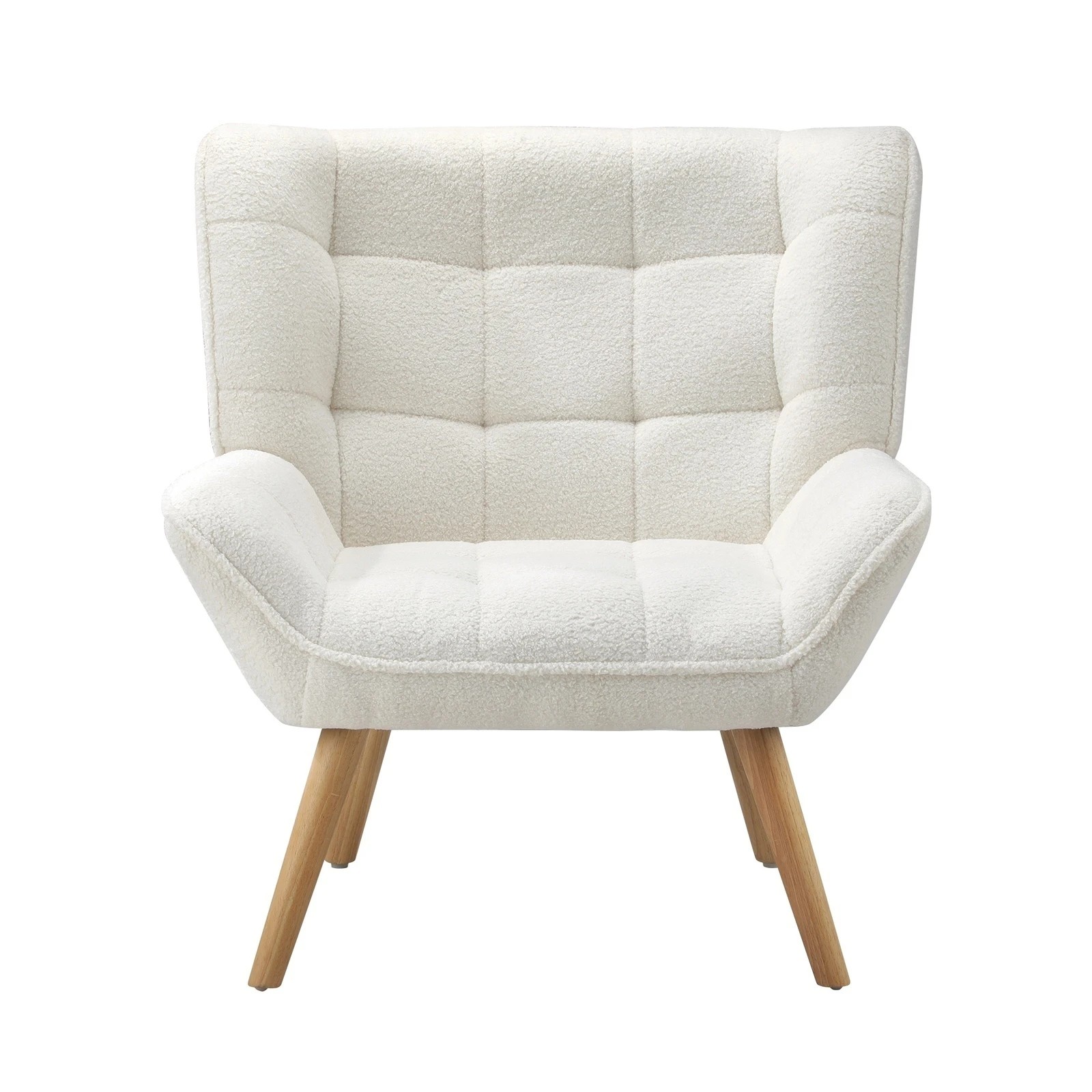 7 Oikiture 2x Armchair Accent Chairs Sofa Lounge Sherpa Upholstered Tub - White, 7 of 10