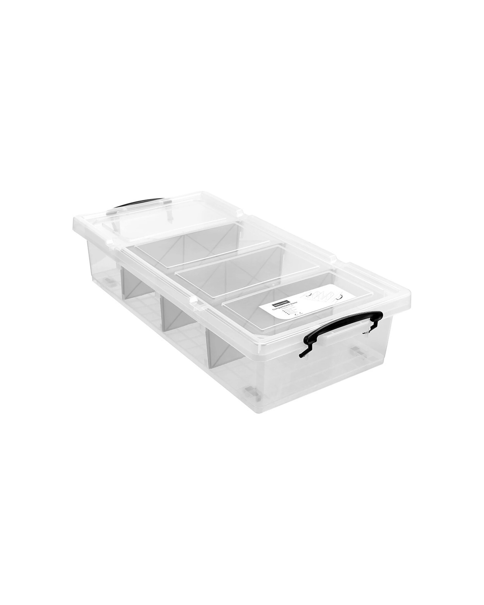 1 Boxsweden 76x38cm 35l 4 Section Compartment Storage Container Home Office Tub Organiser
 - Clear, 1 of 5