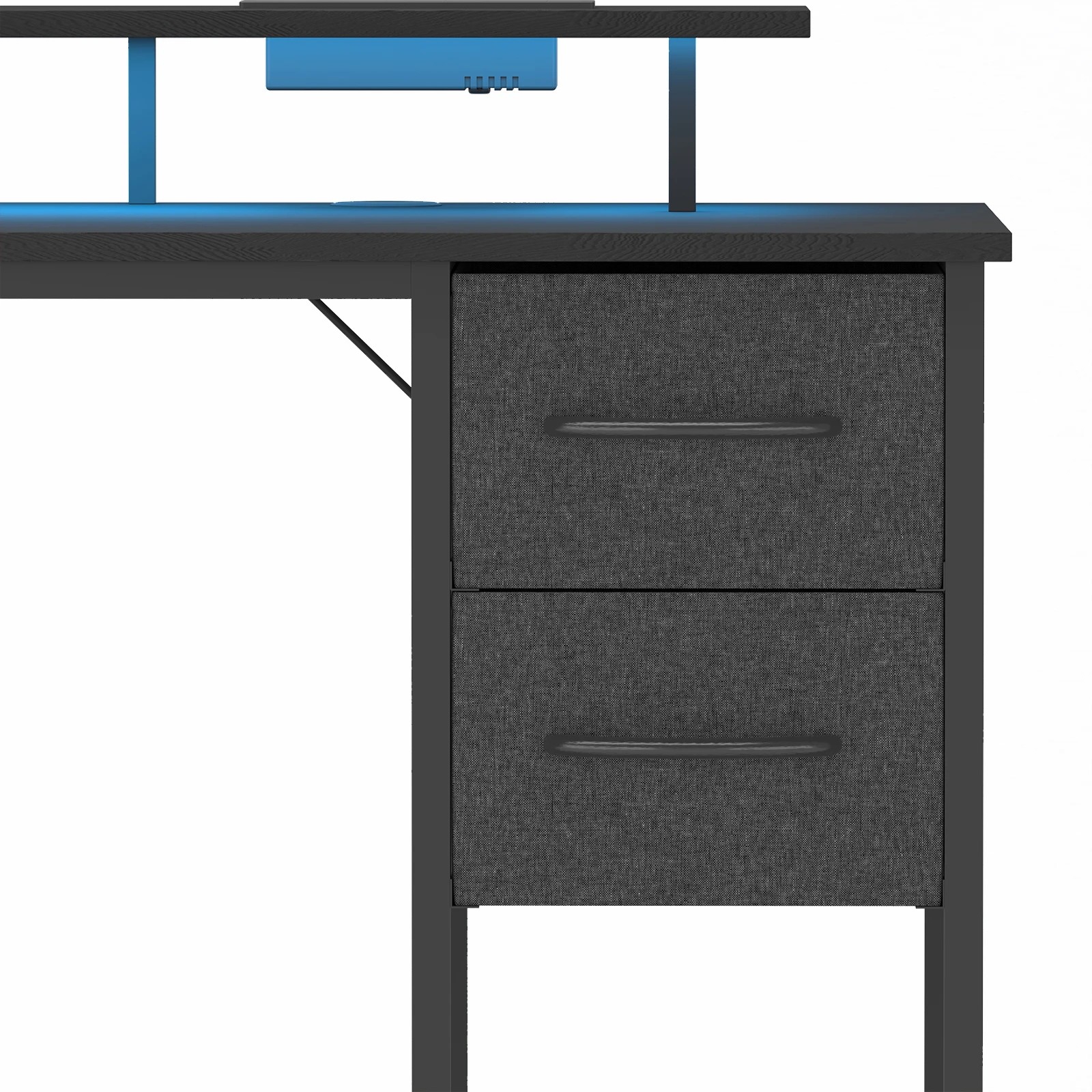 3 Advwin 137cm Black Computer Desk With Led Lights Power Outlets Gaming Desk, 3 of 9