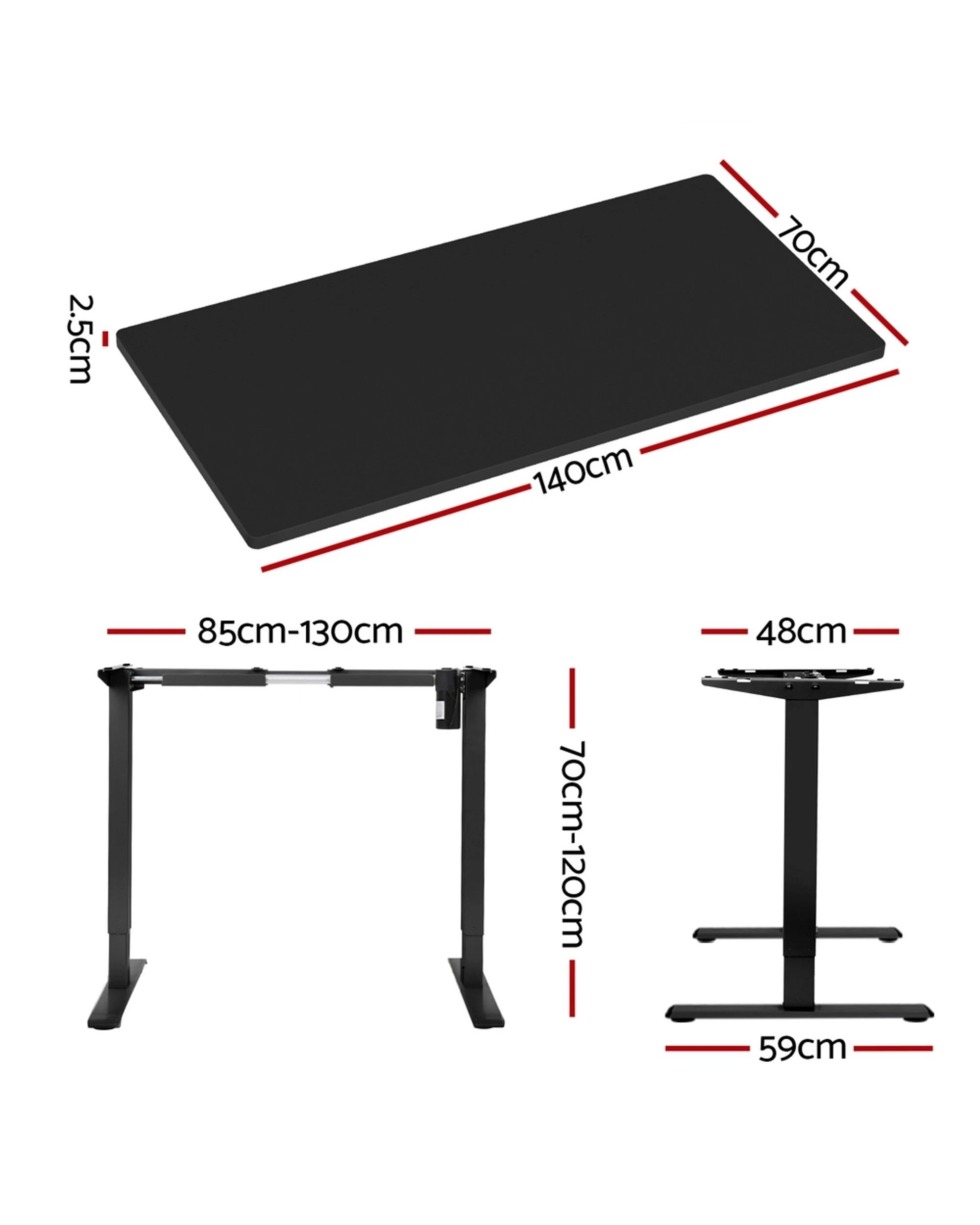 2 Artiss Standing Desk Motorised  140CM - Black, 2 of 5
