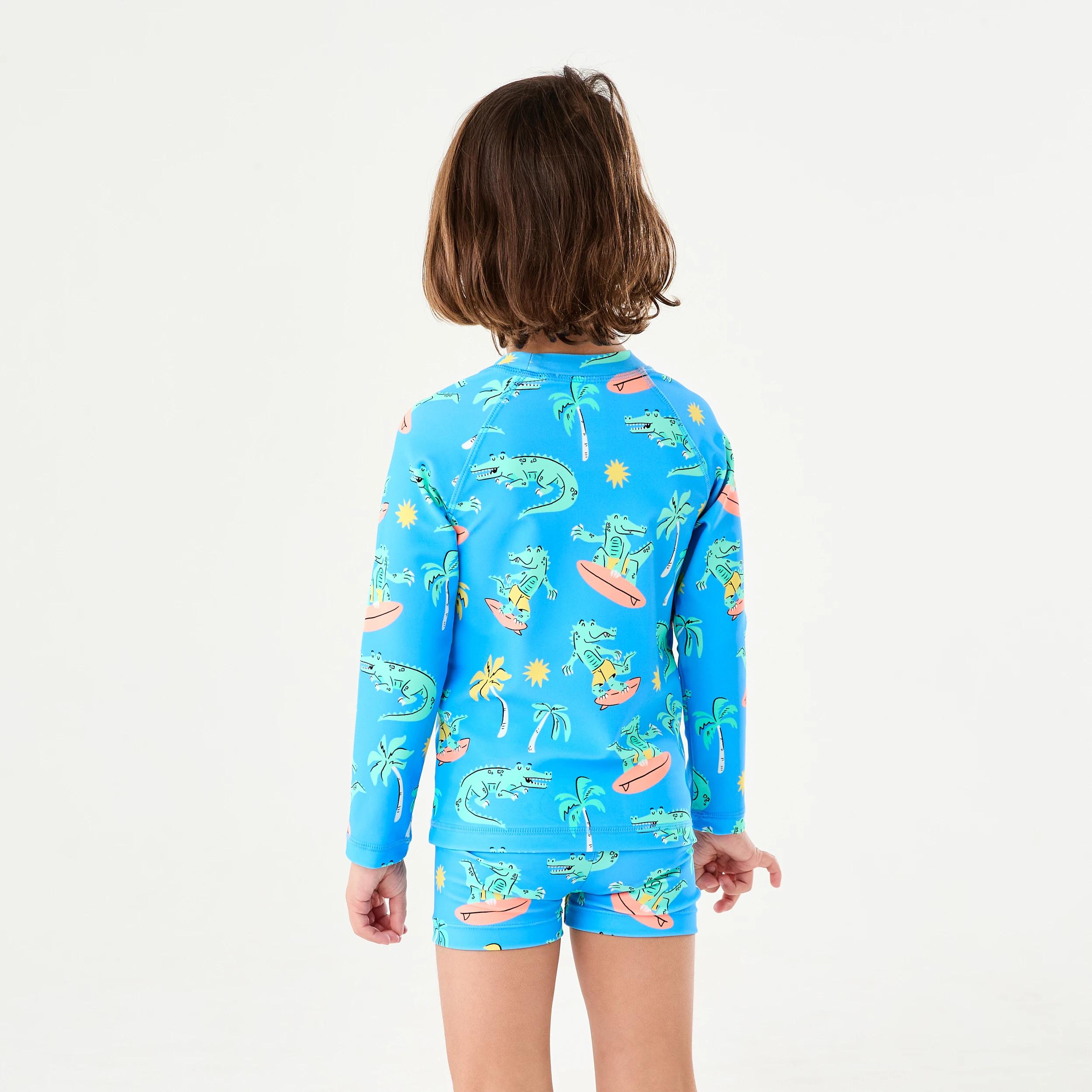 2 Long Sleeve Swim Set Blue Surf Croc, 2 of 7