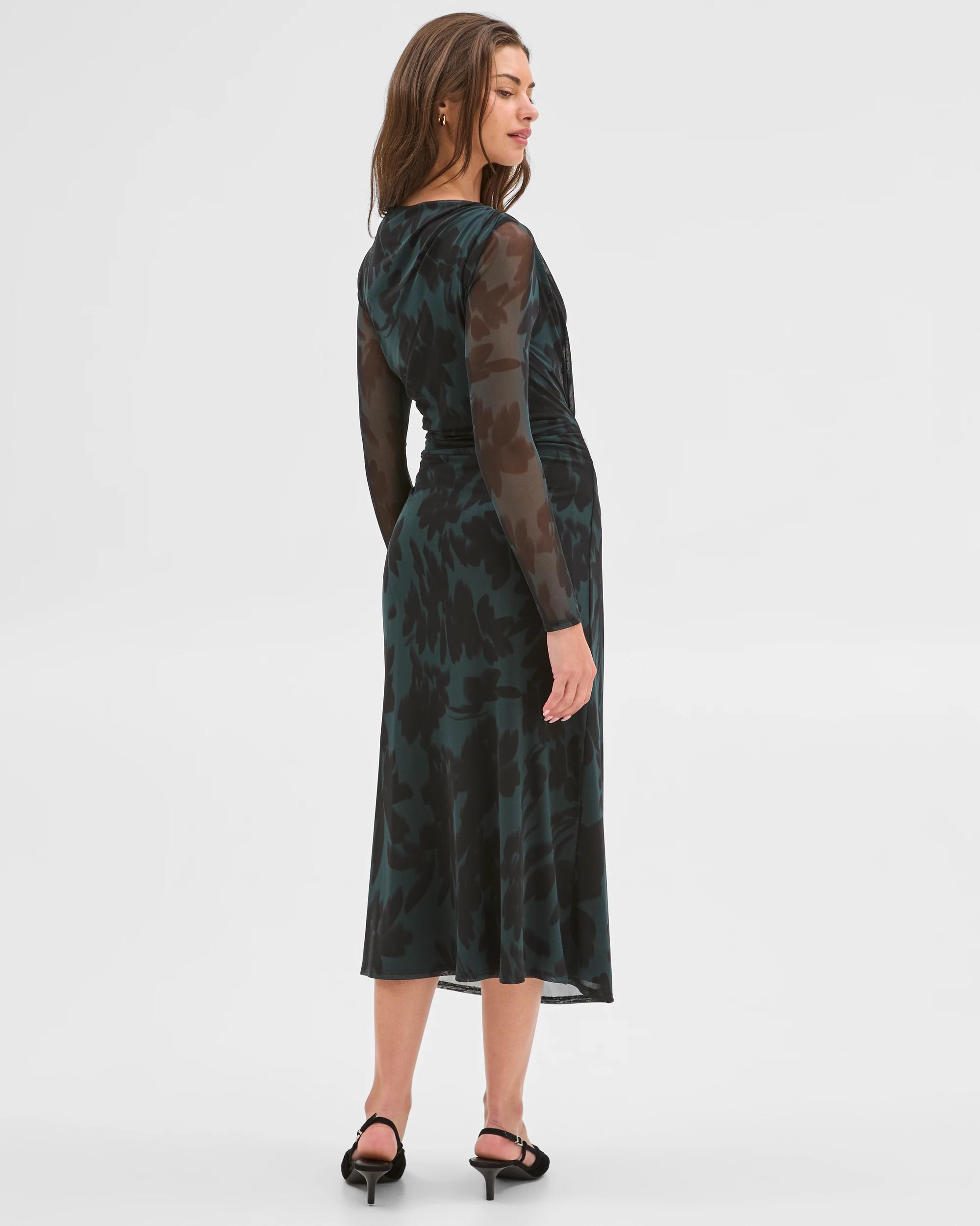 4 Target Petites Petites Long Sleeve Mesh Midi Dress FLORAL BLUR, 4 of 5