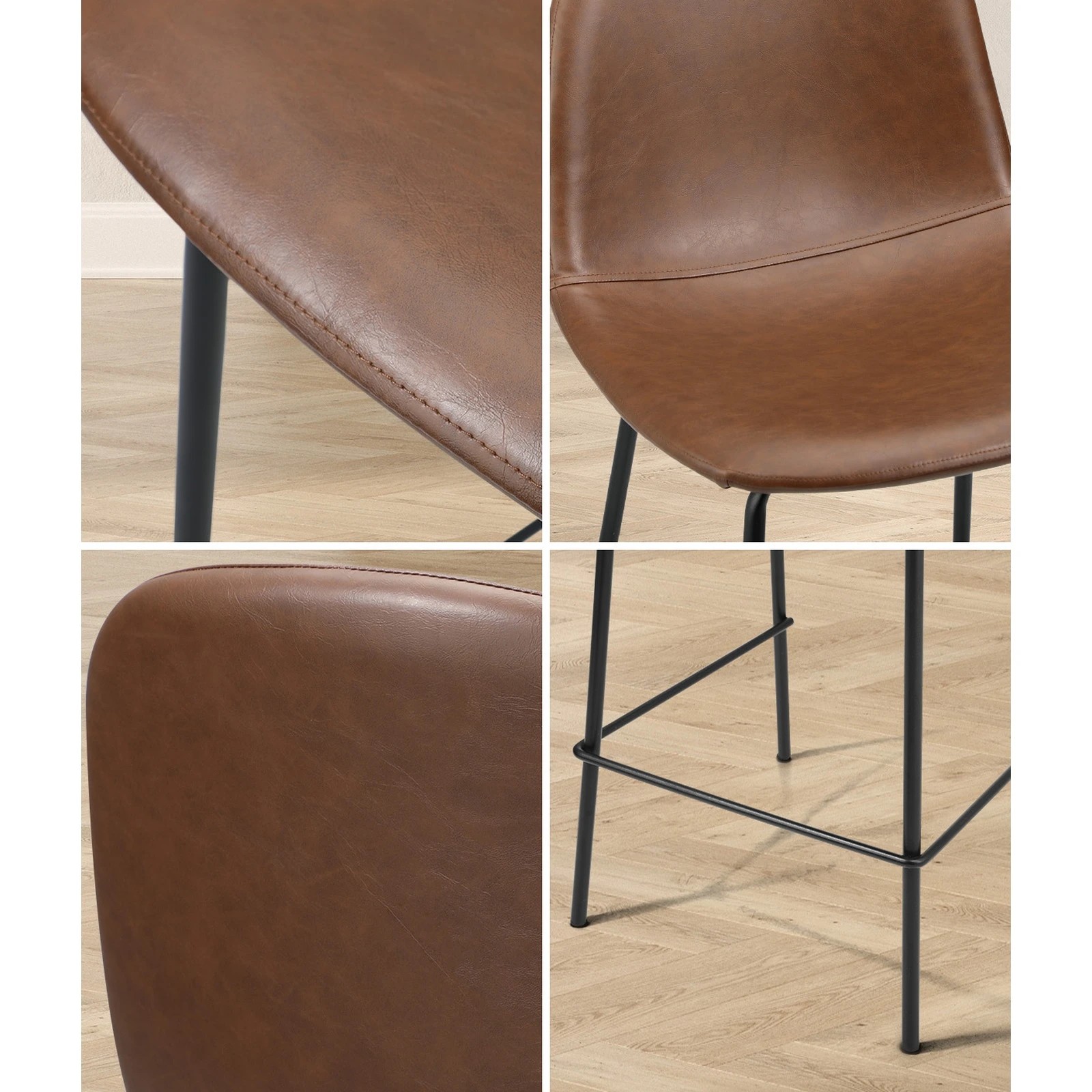 4 Oikiture 4x Bar Stools Barstool - Brown, 4 of 6