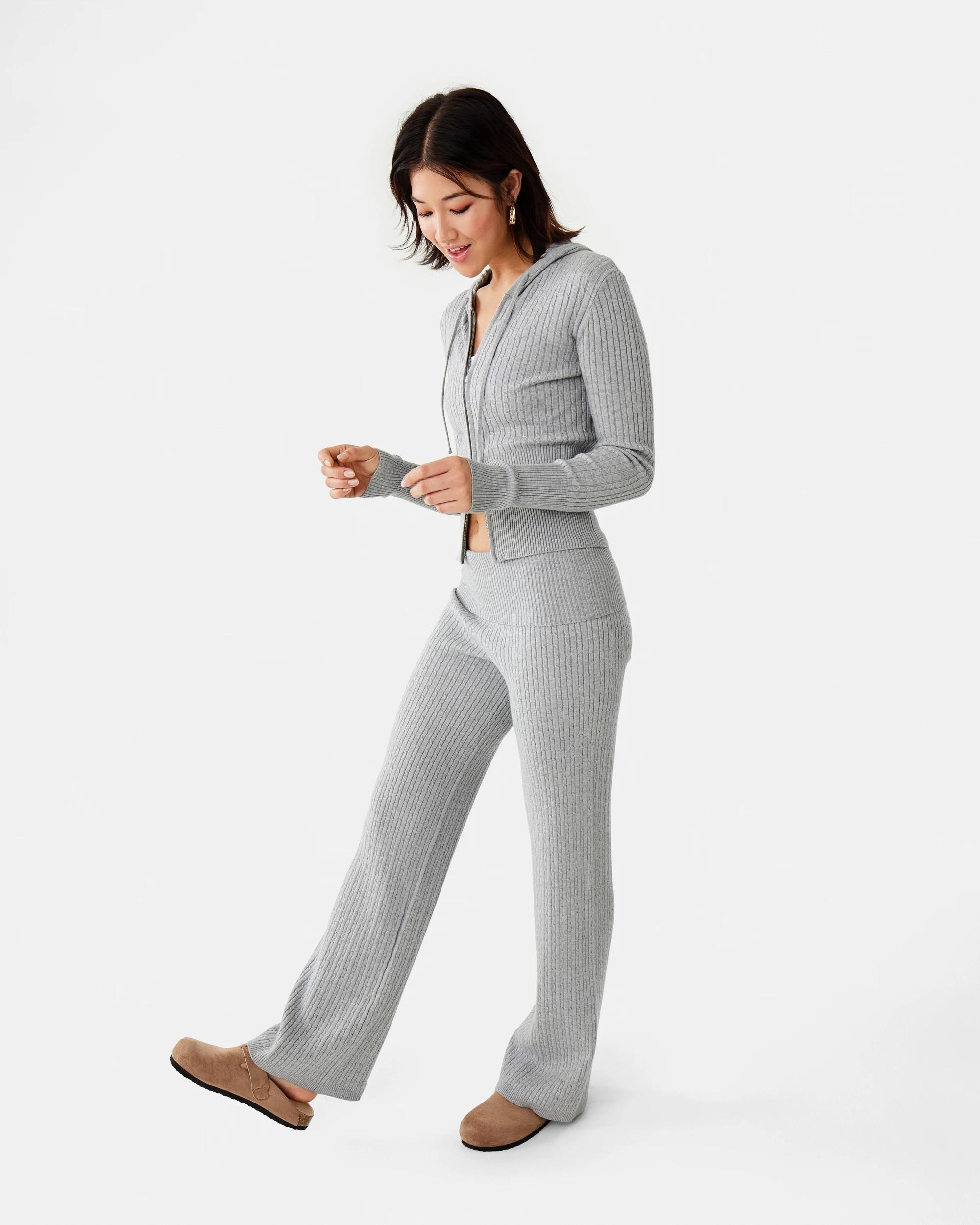 5 True Knit Cable Fold Over Pants Grey Marle, 5 of 8